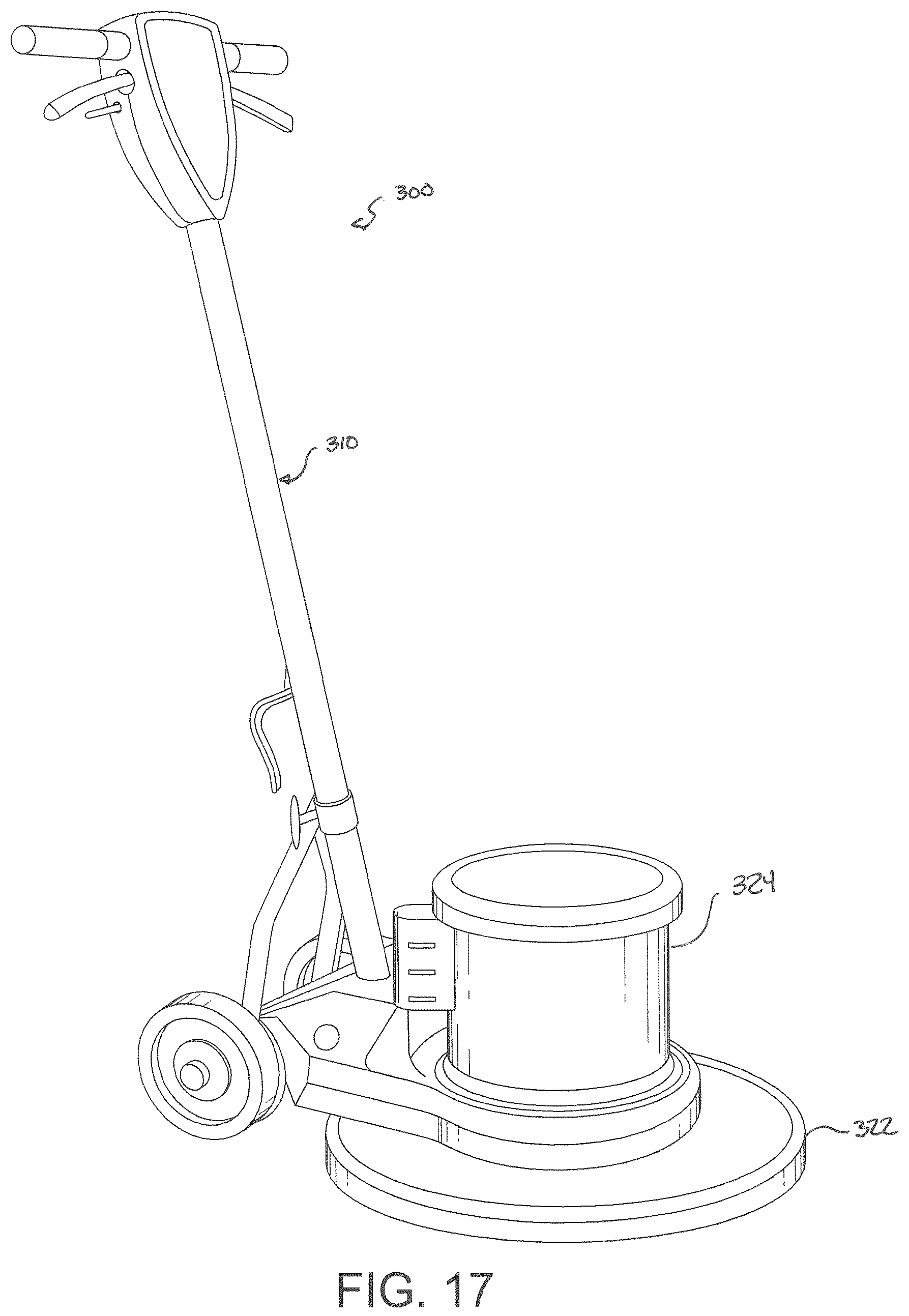 Patent US12599278 Figure 11 – Rotary floor buffing pad with agitator insert
