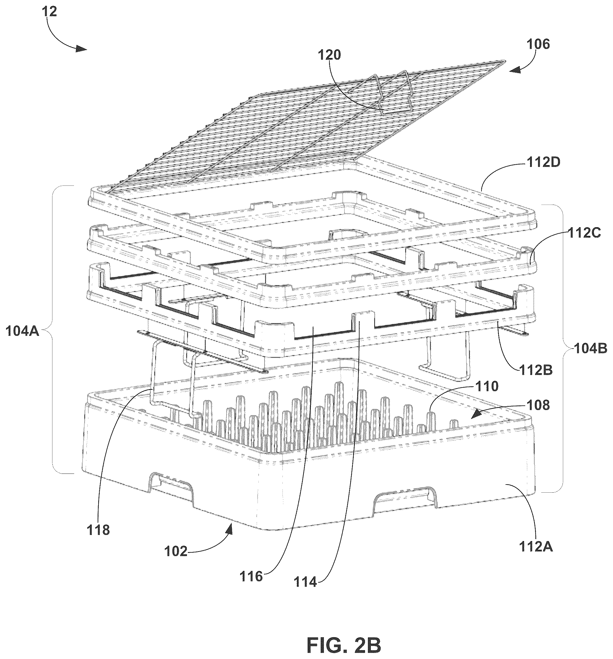 Patent US12599282 Figure 3 – Dish rack and ware washing system for reusable plastic wares