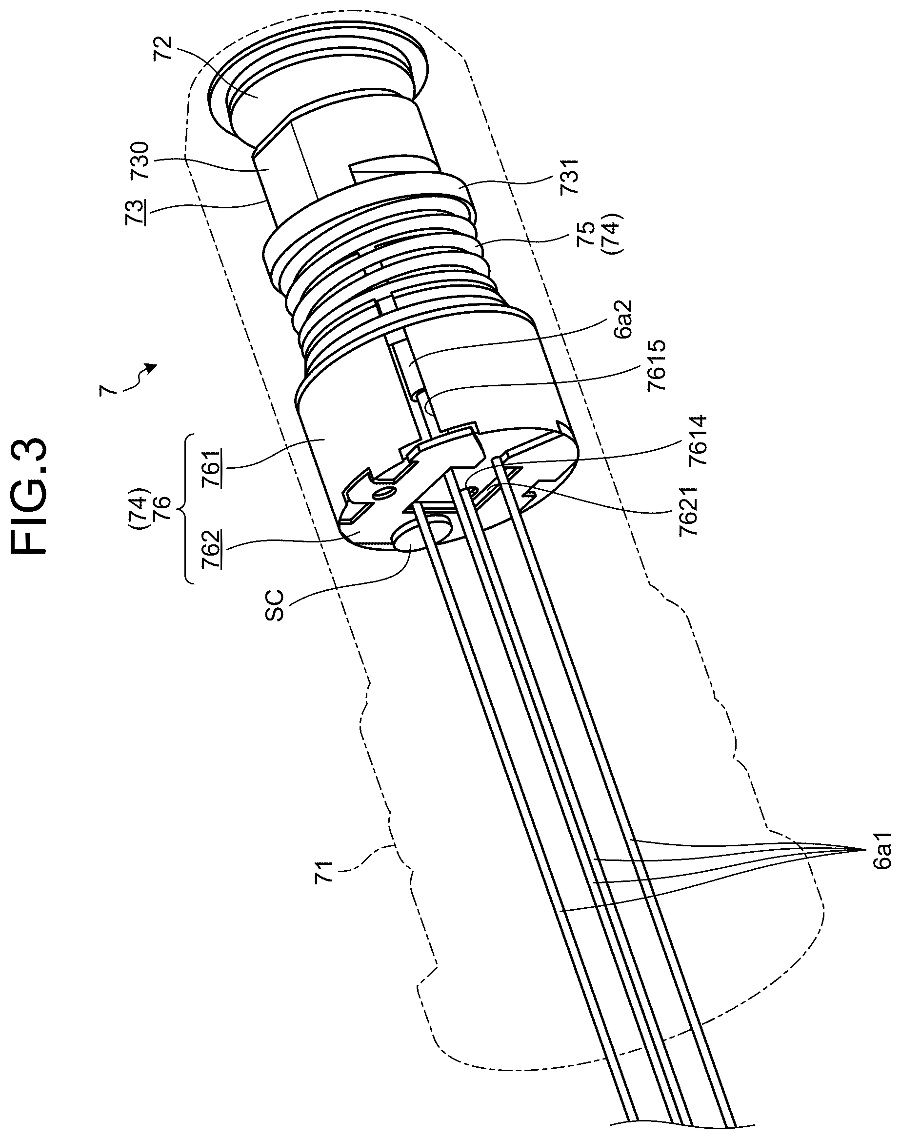 Patent US12599290 Figure 3 – Optical connector and medical device