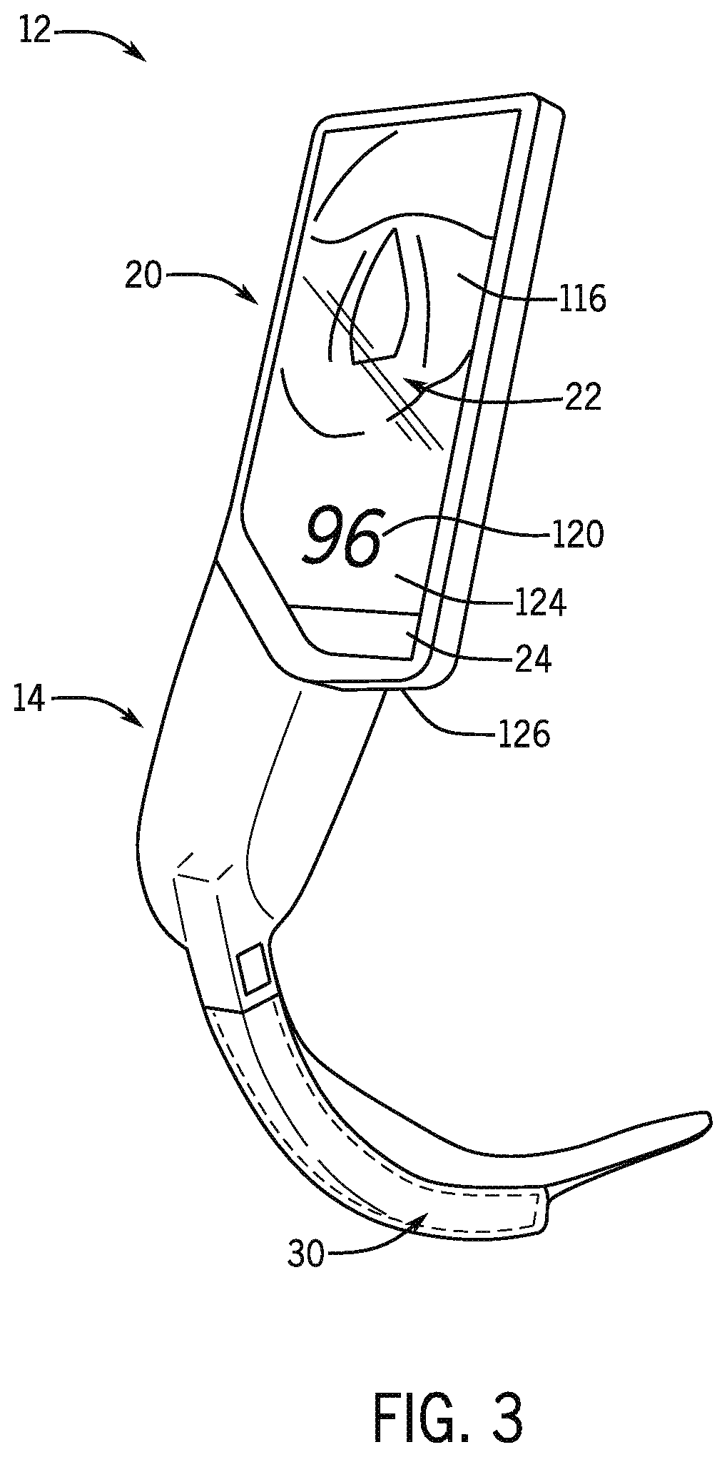 Patent US12599300 Figure 3 – Laryngoscope with physiological parameter indicator