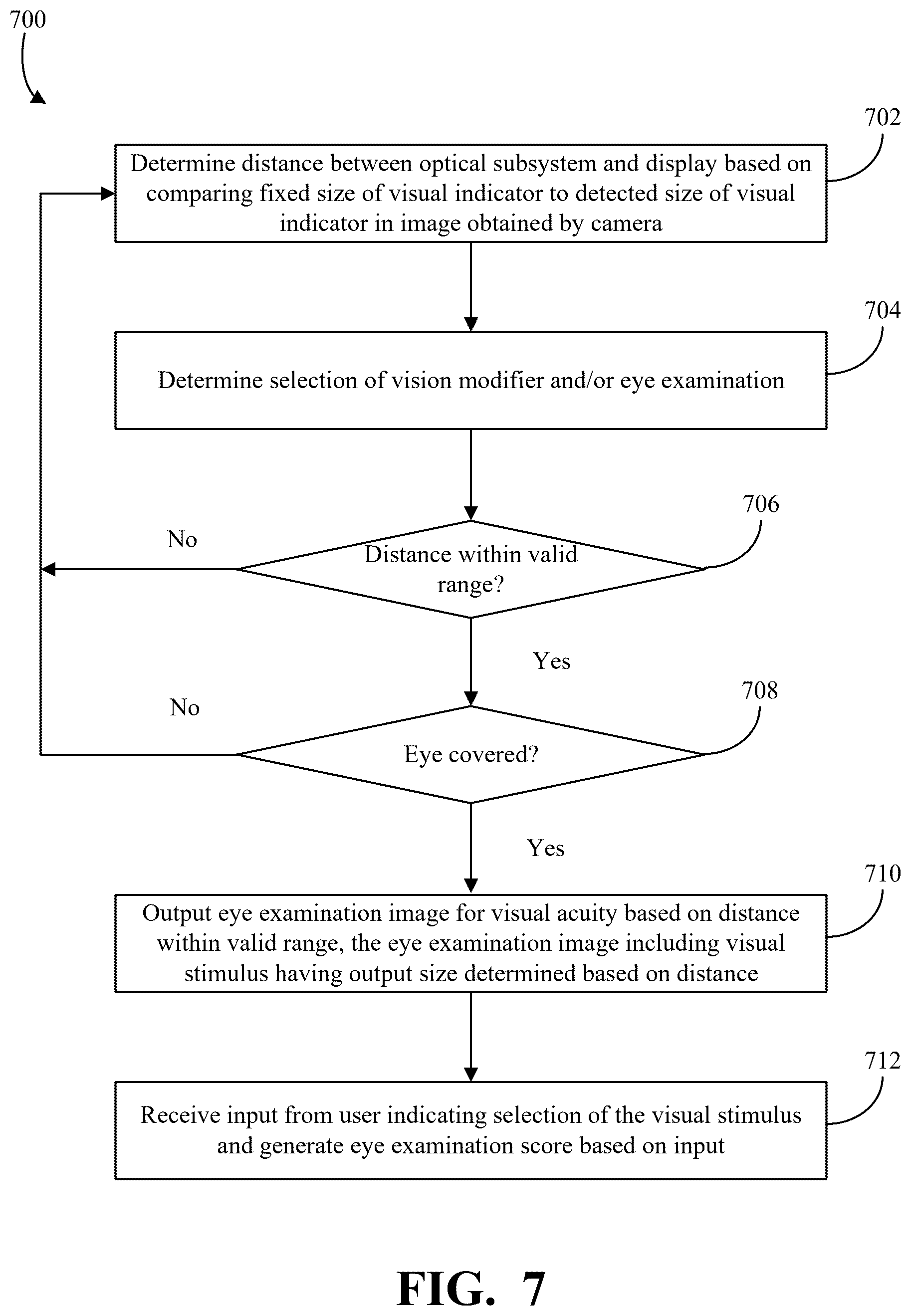 Patent US12599301 Figure 7 – System for conducting eye examinations for visual acuity