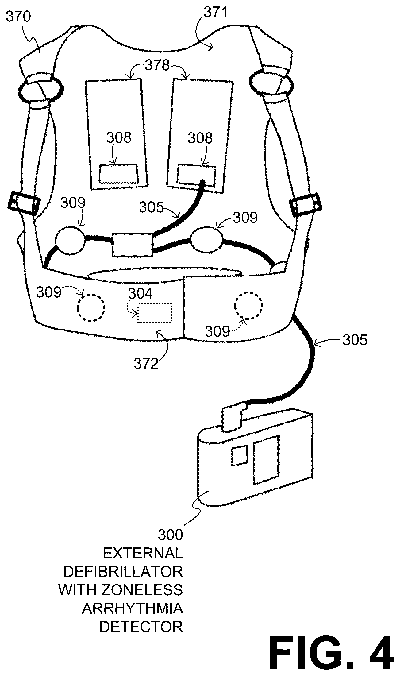 Patent US12599330 Figure 4 – Wearable medical device with zoneless arrhythmia detection