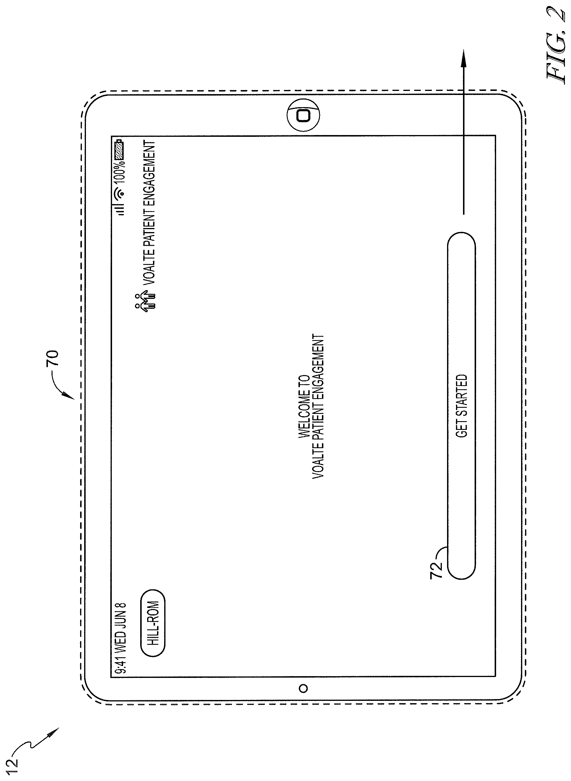 Patent US12599342 Figure 2 – Patient request system having patient falls risk notification and caregiver notes access