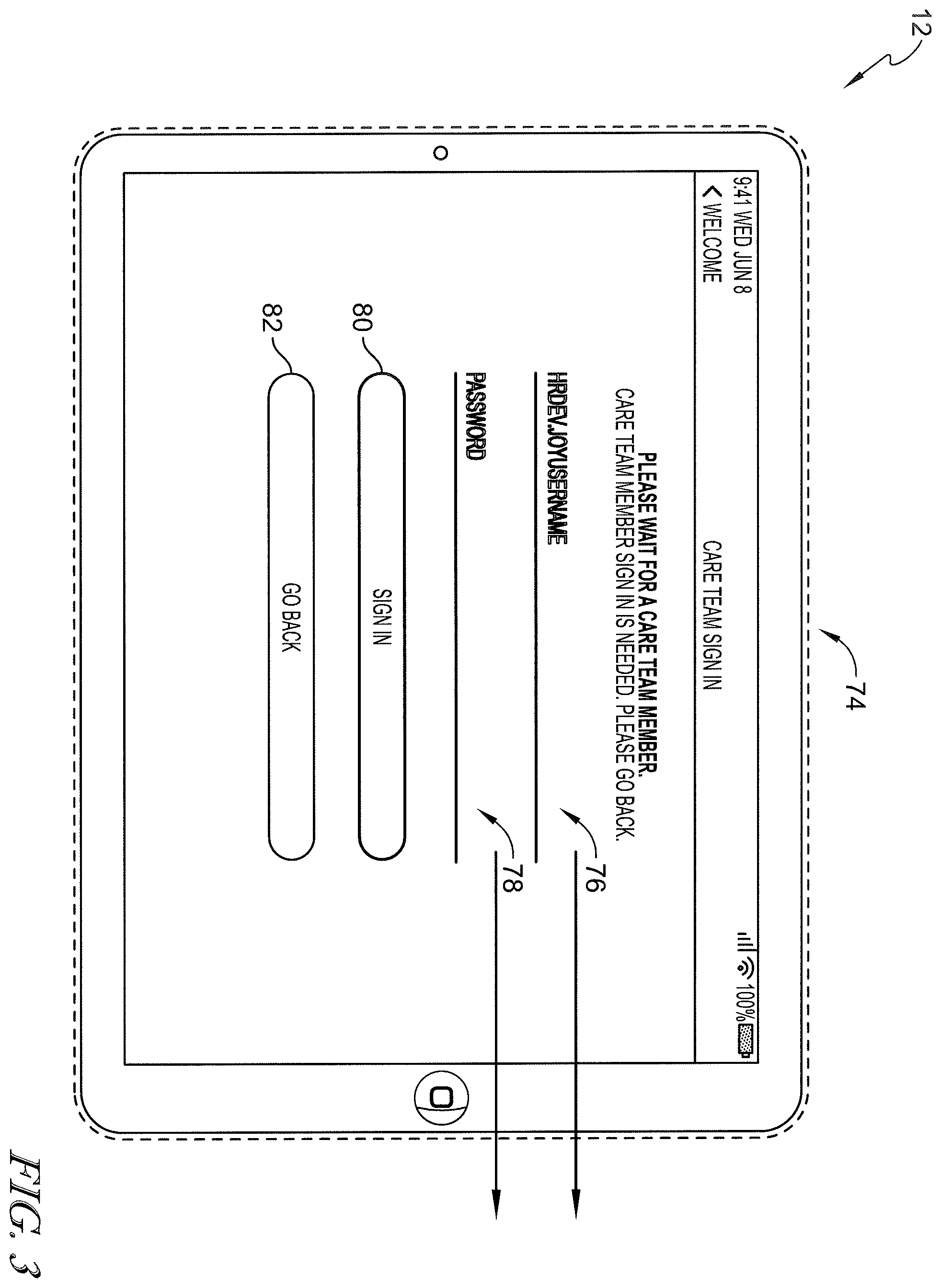 Patent US12599342 Figure 3 – Patient request system having patient falls risk notification and caregiver notes access