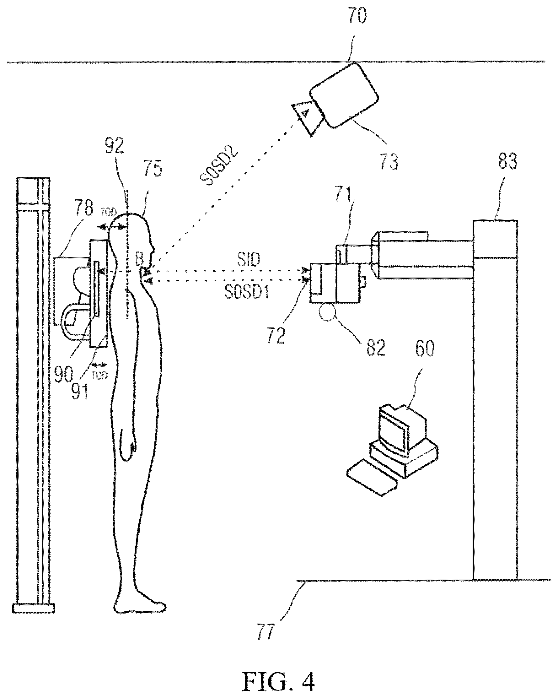 Patent US12599353 Figure 6 – Visualization of touch panel to object distance in X-ray imaging
