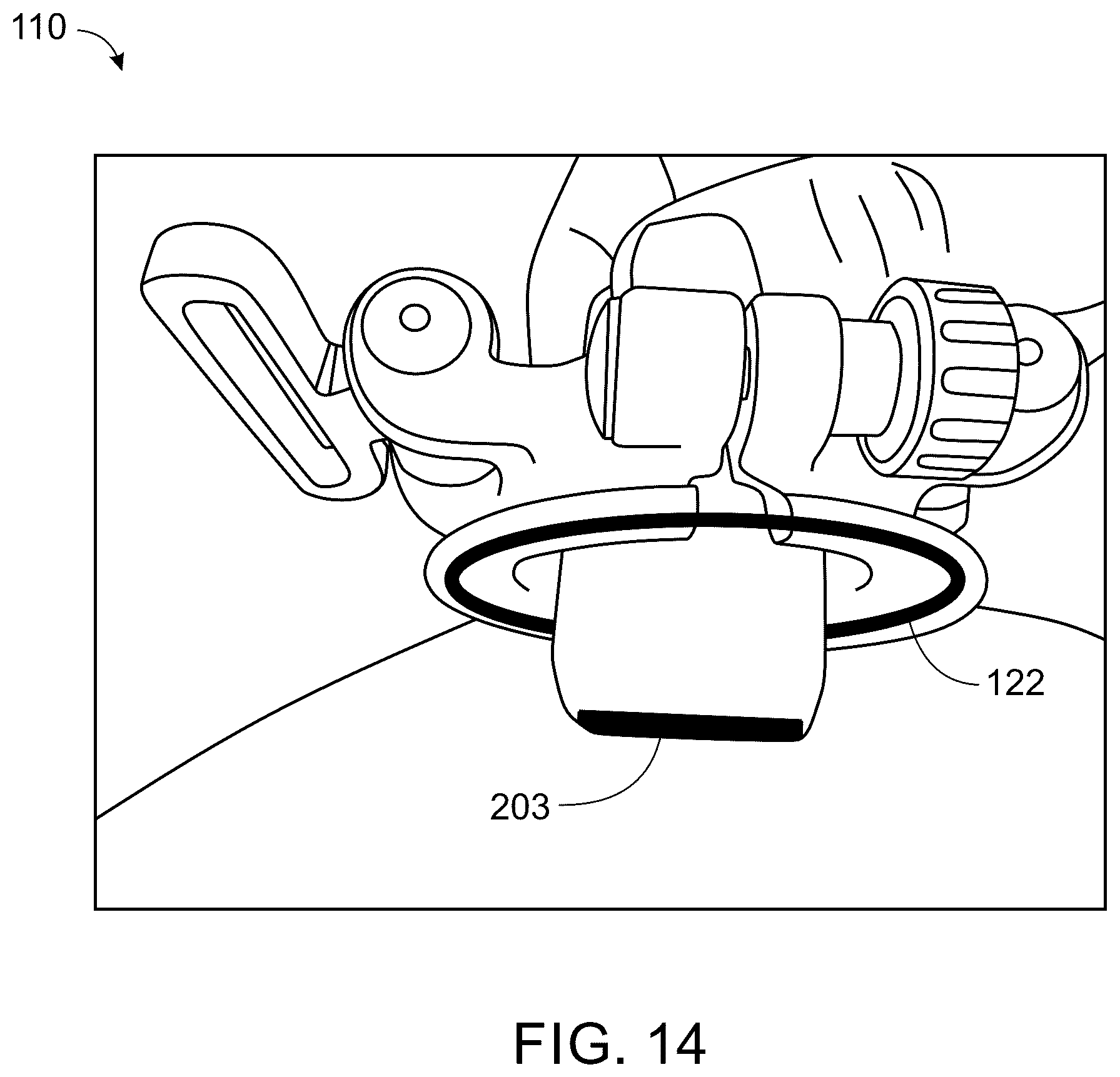 Patent US12599363 Figure 14 – Wearable device for hands-free operation of an ultrasound probe