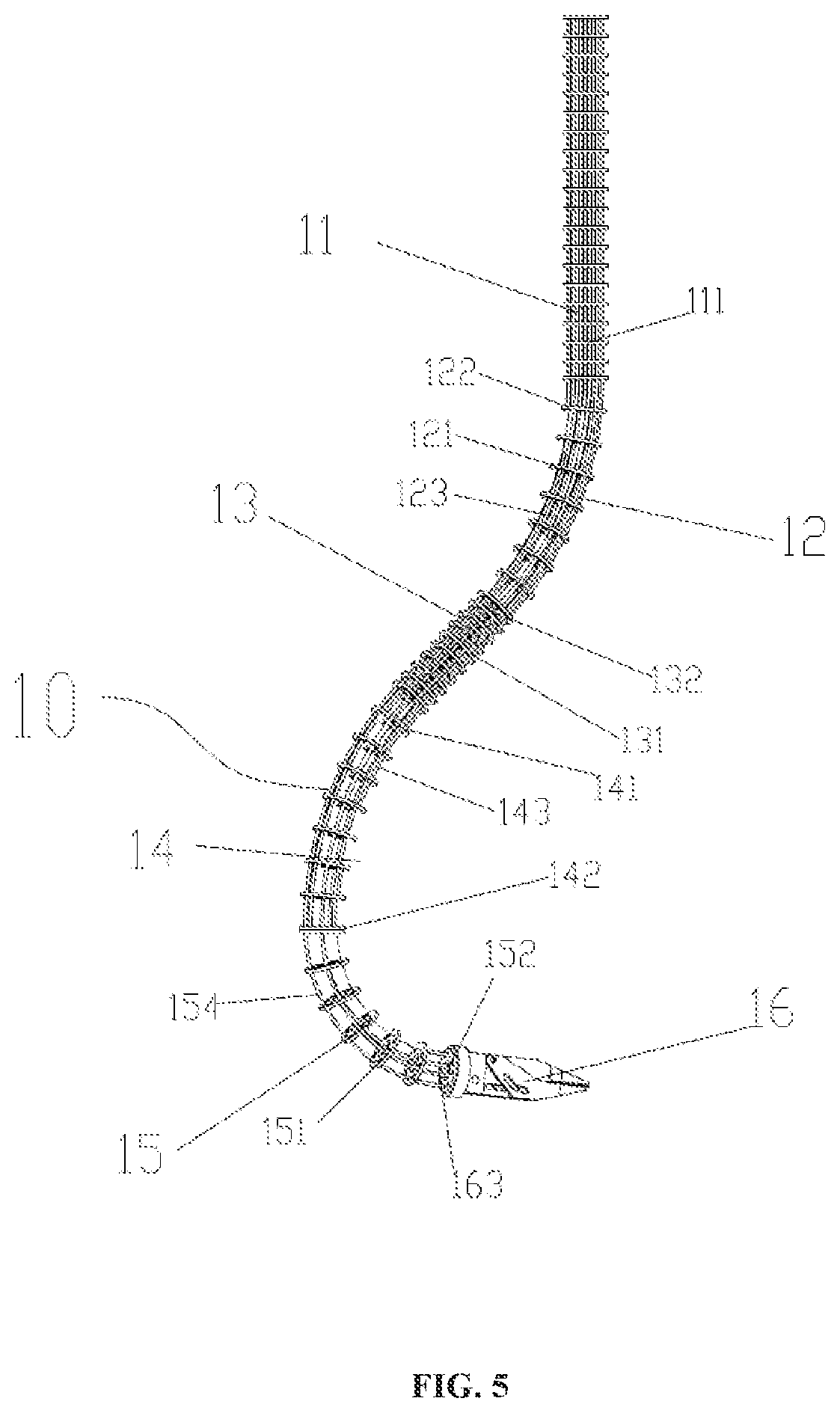 Patent US12599374 Figure 5 – Double-bending flexible surgical tool system
