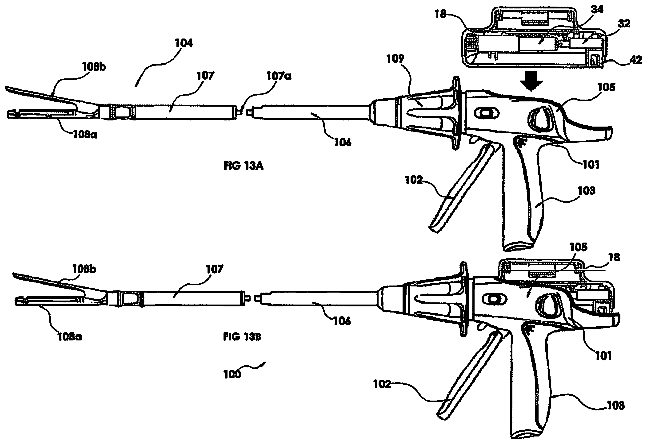 Patent US12599381 Figure 11 – Surgical stapler with removable power pack