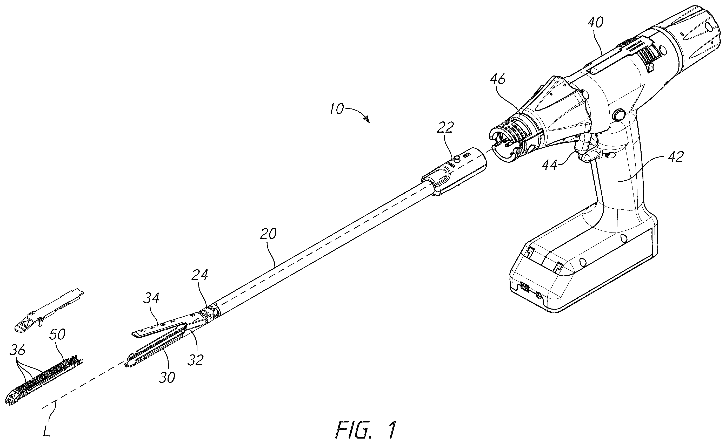 Patent US12599383 Figure 1 – Actuation shaft retention mechanism for surgical stapler