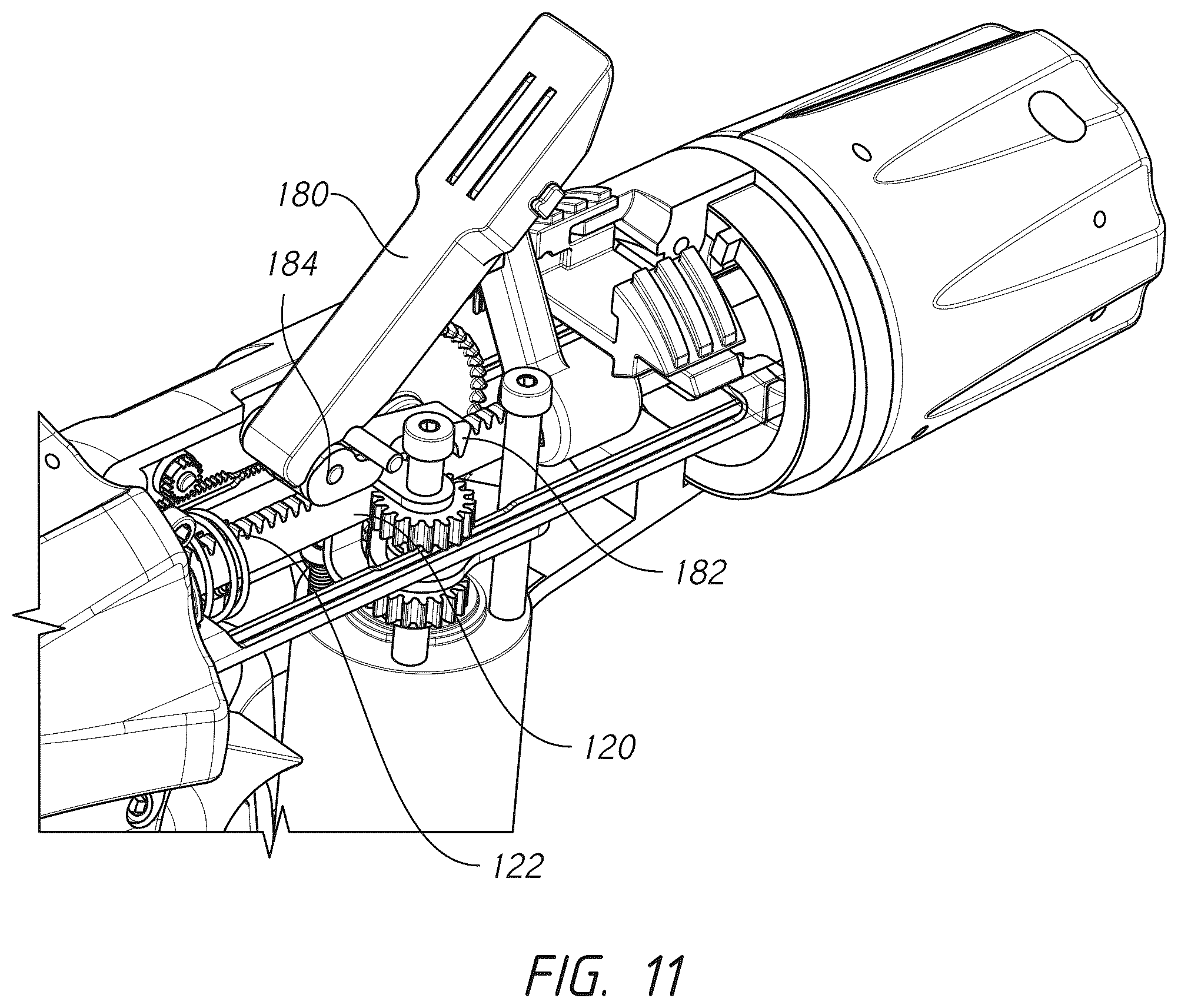 Patent US12599383 Figure 11 – Actuation shaft retention mechanism for surgical stapler