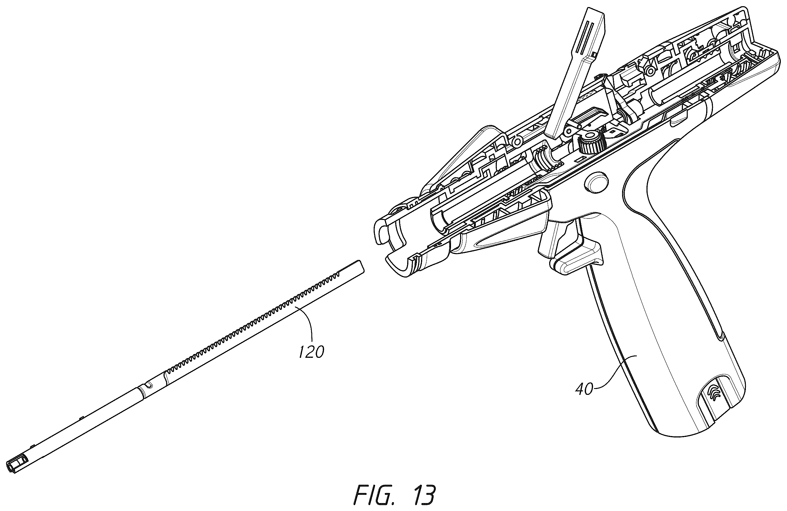 Patent US12599383 Figure 14 – Actuation shaft retention mechanism for surgical stapler