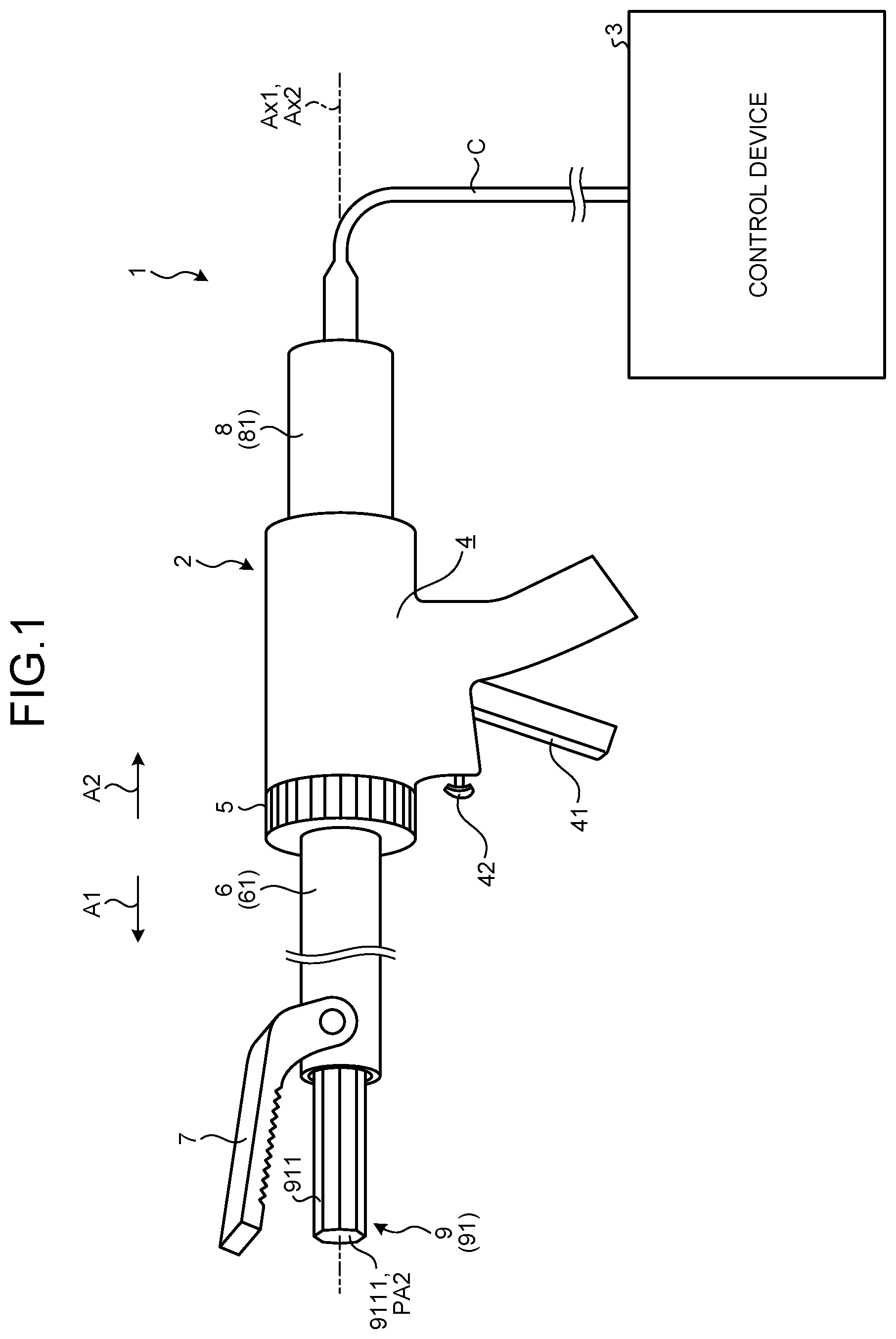 Patent US12599396 Figure 1 – Ultrasonic treatment instrument