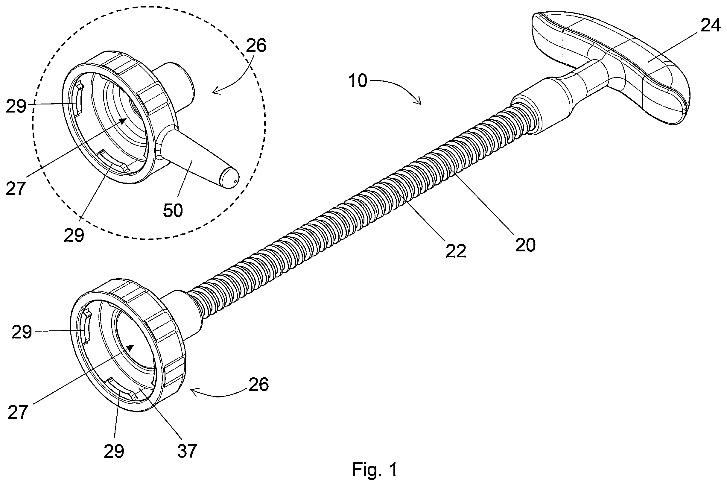 Patent US12599423 Figure 1 – Apparatus for pressing out bone cement, use and system