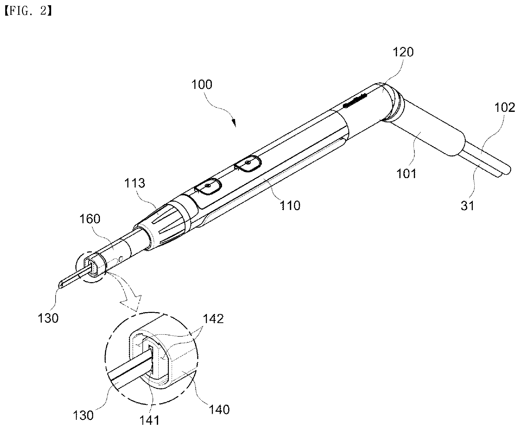 Patent US12599427 Figure 2 – Smog suction structure for electrosurgical handpiece