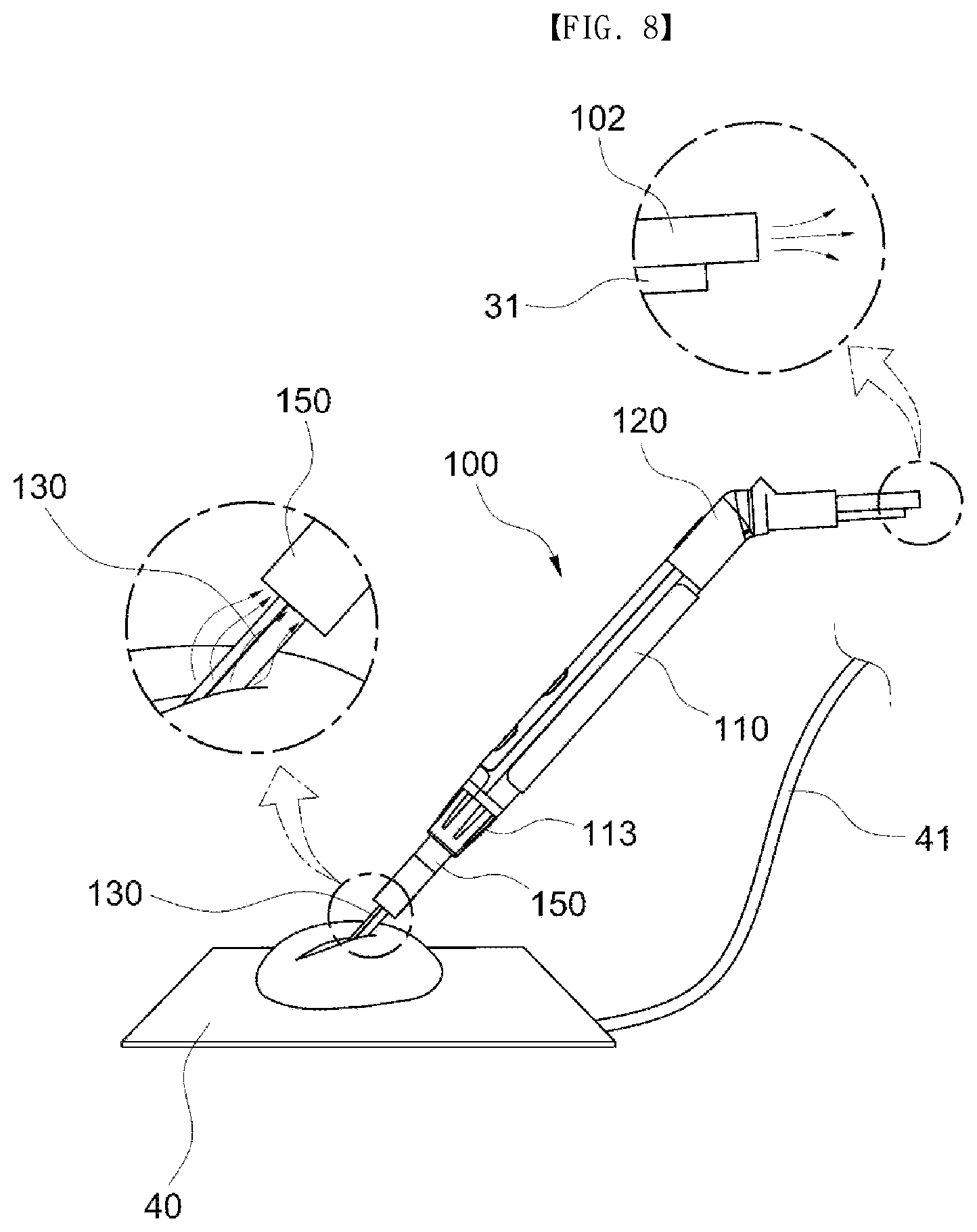 Patent US12599427 Figure 8 – Smog suction structure for electrosurgical handpiece