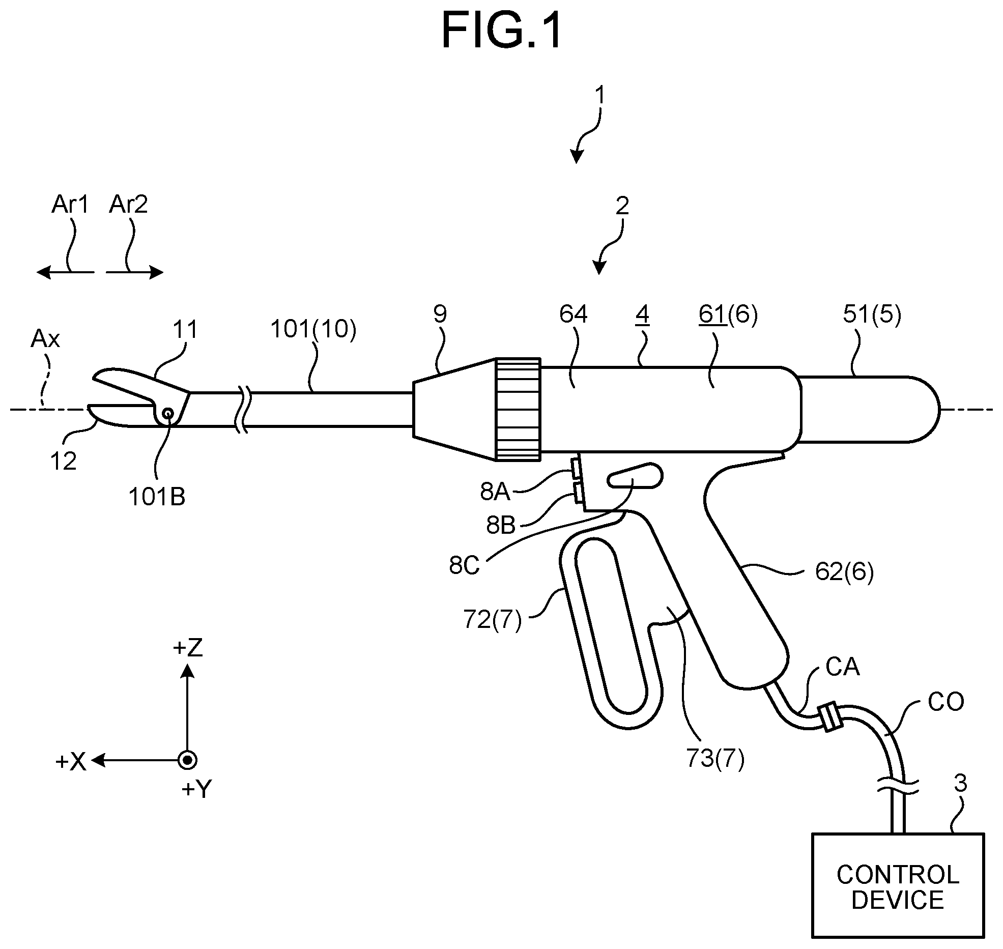 Patent US12599428 Figure 1 – Energy treatment tool and treatment system