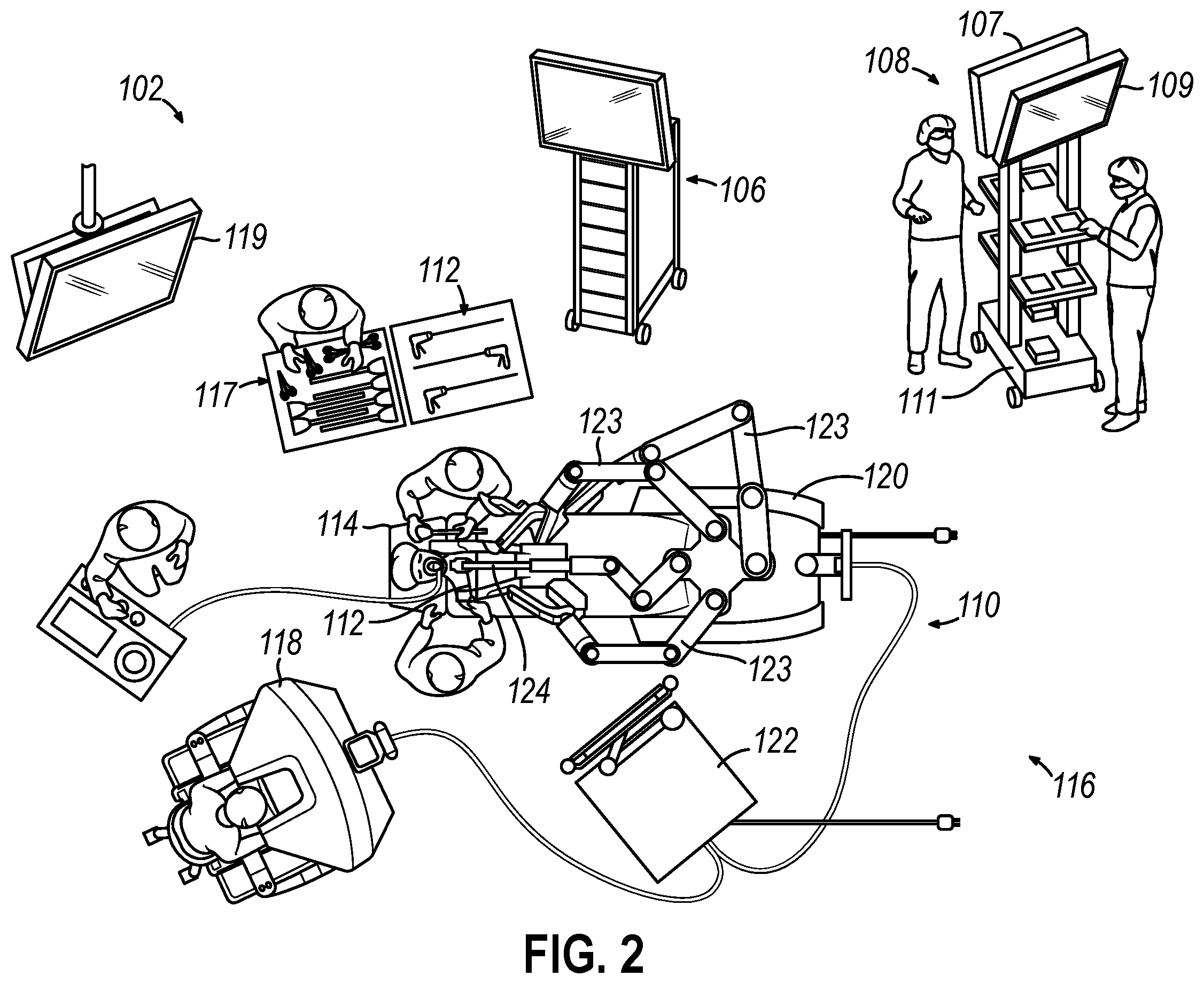 Patent US12599446 Figure 2 – Robotic surgical system with removable portion and method of disassembling same