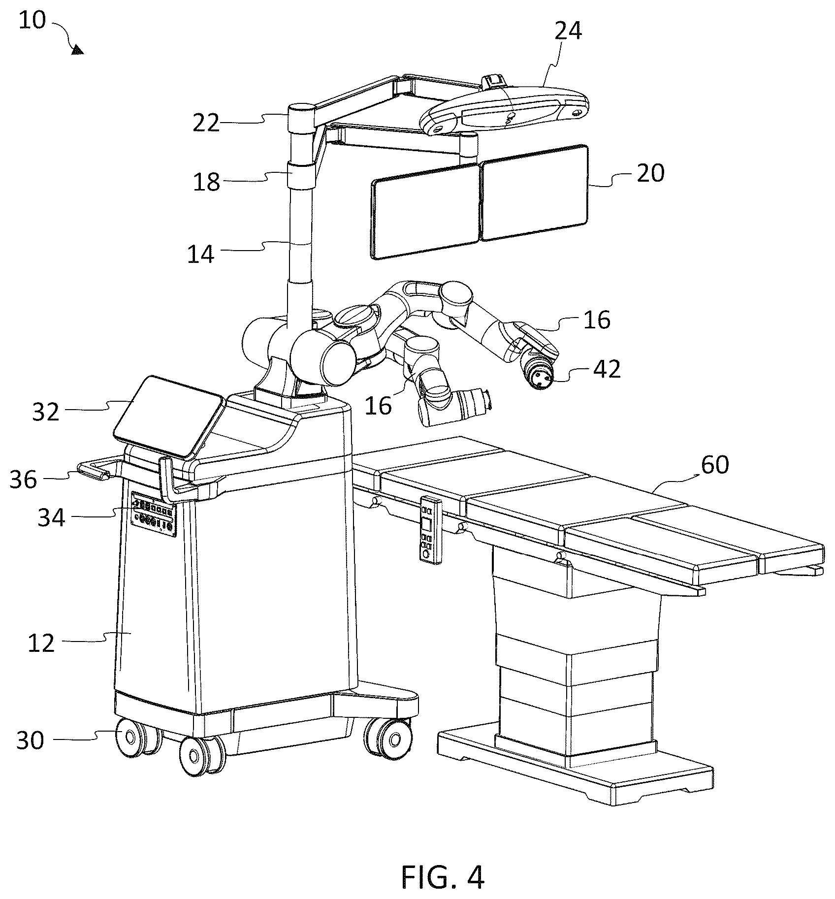 Patent US12599447 Figure 4 – Surgical robotic system