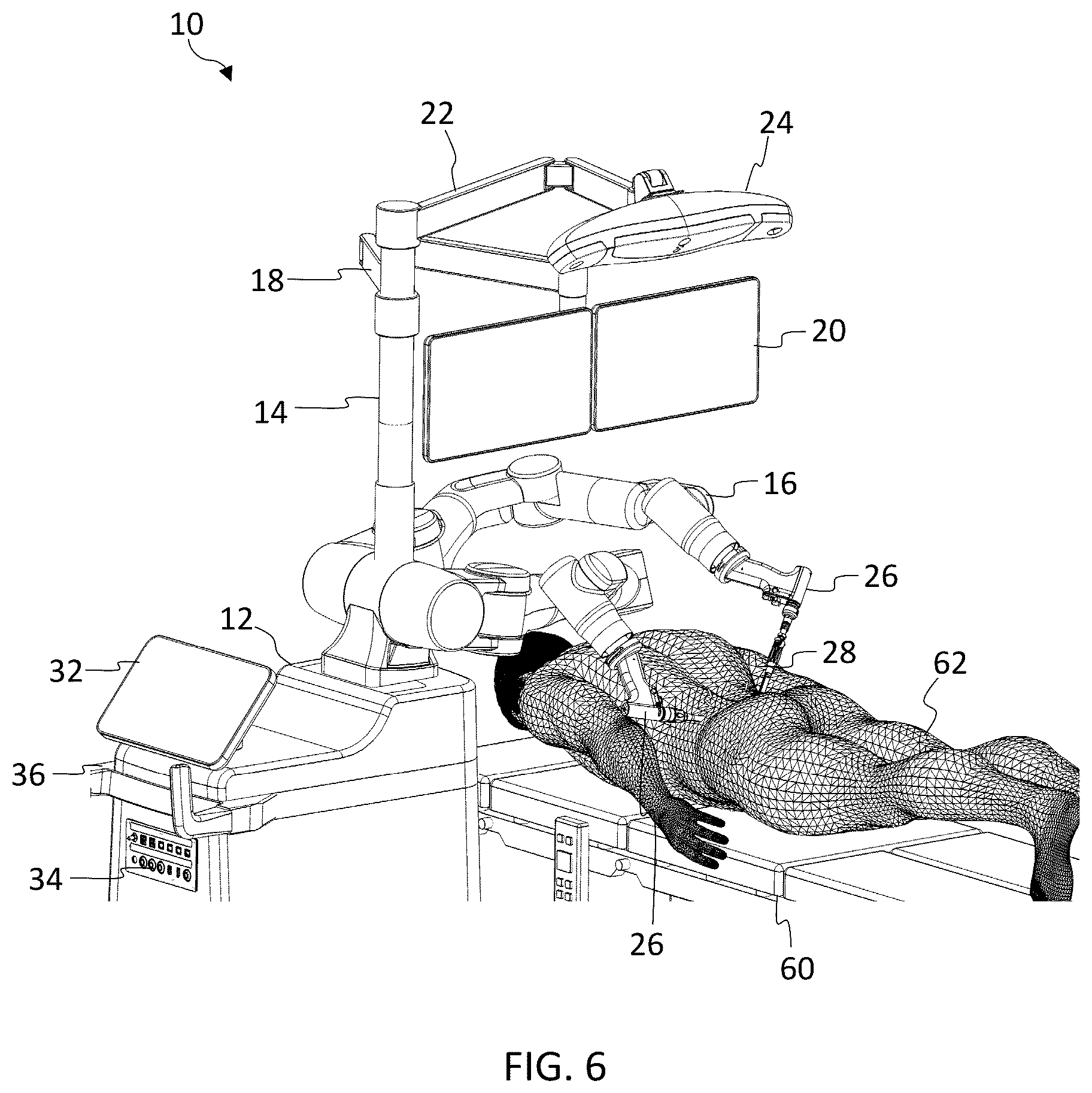 Patent US12599447 Figure 6 – Surgical robotic system