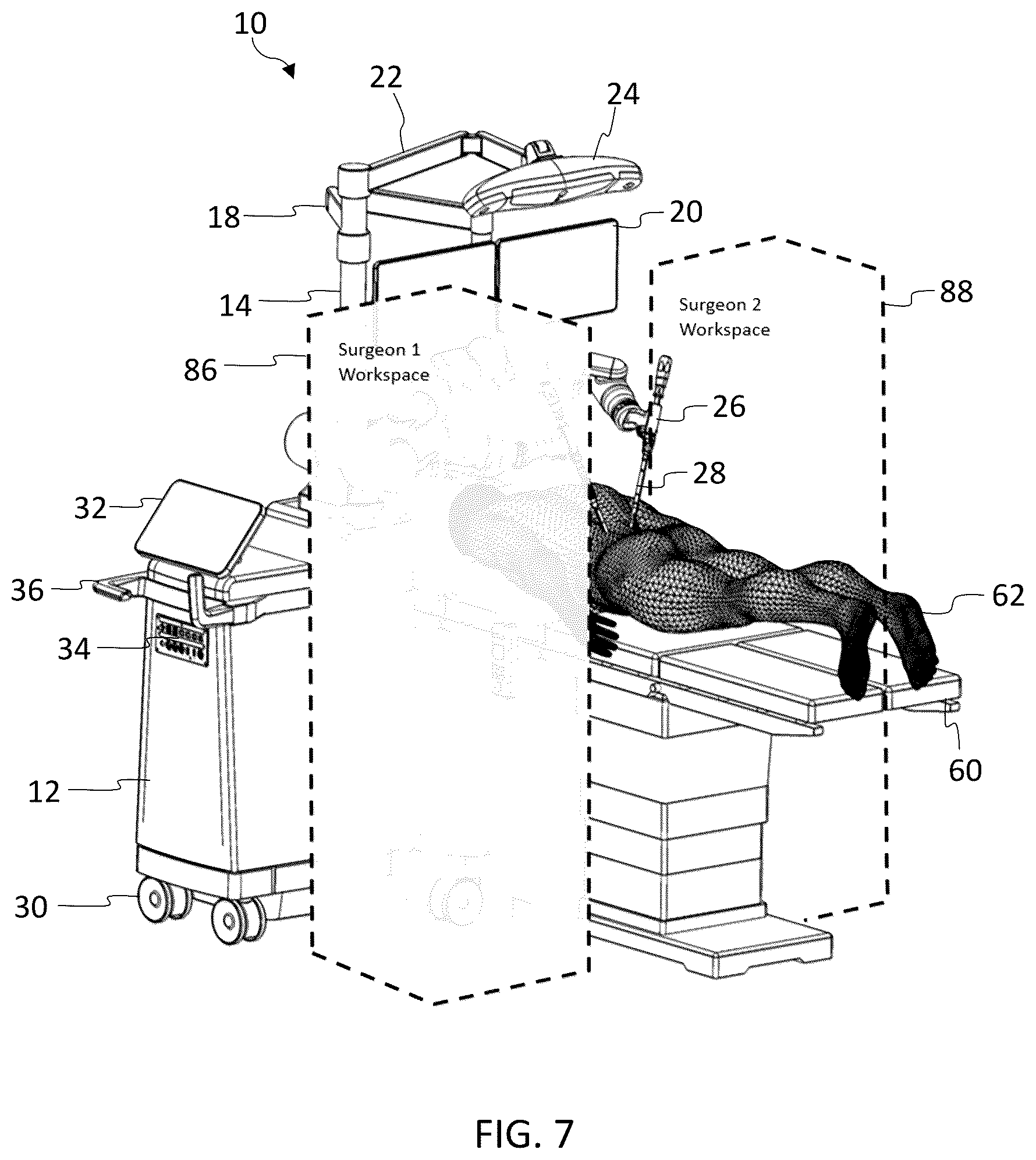 Patent US12599447 Figure 7 – Surgical robotic system