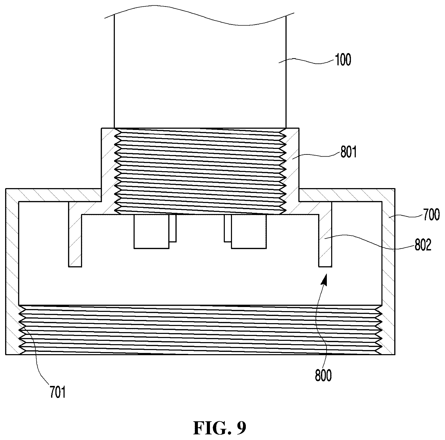 Patent US12599459 Figure 9 – Device comprising handpiece connector having filter coupled thereto