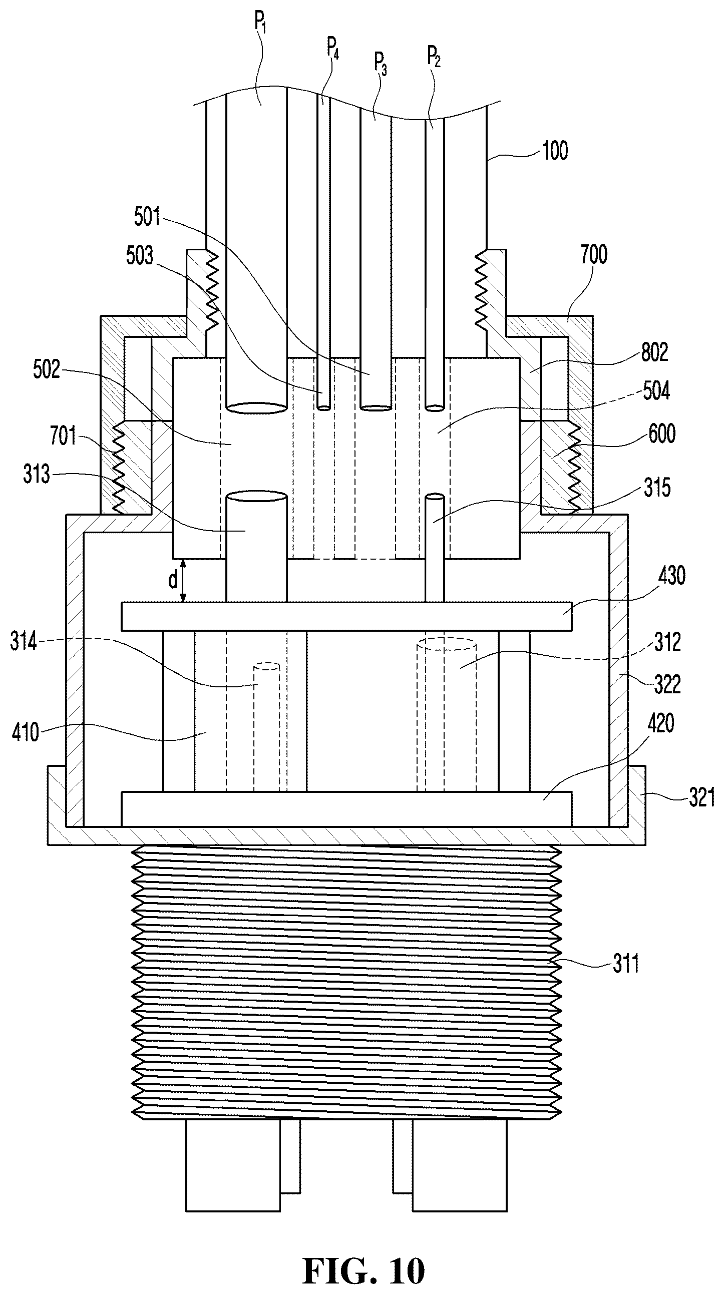Patent US12599459 Figure 10 – Device comprising handpiece connector having filter coupled thereto