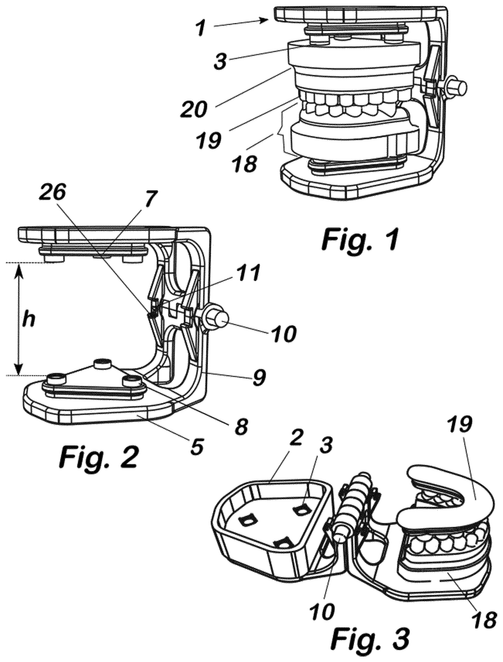 Patent US12599462 Figure 1 – Device for making, duplicating and fixing dental models in articulator