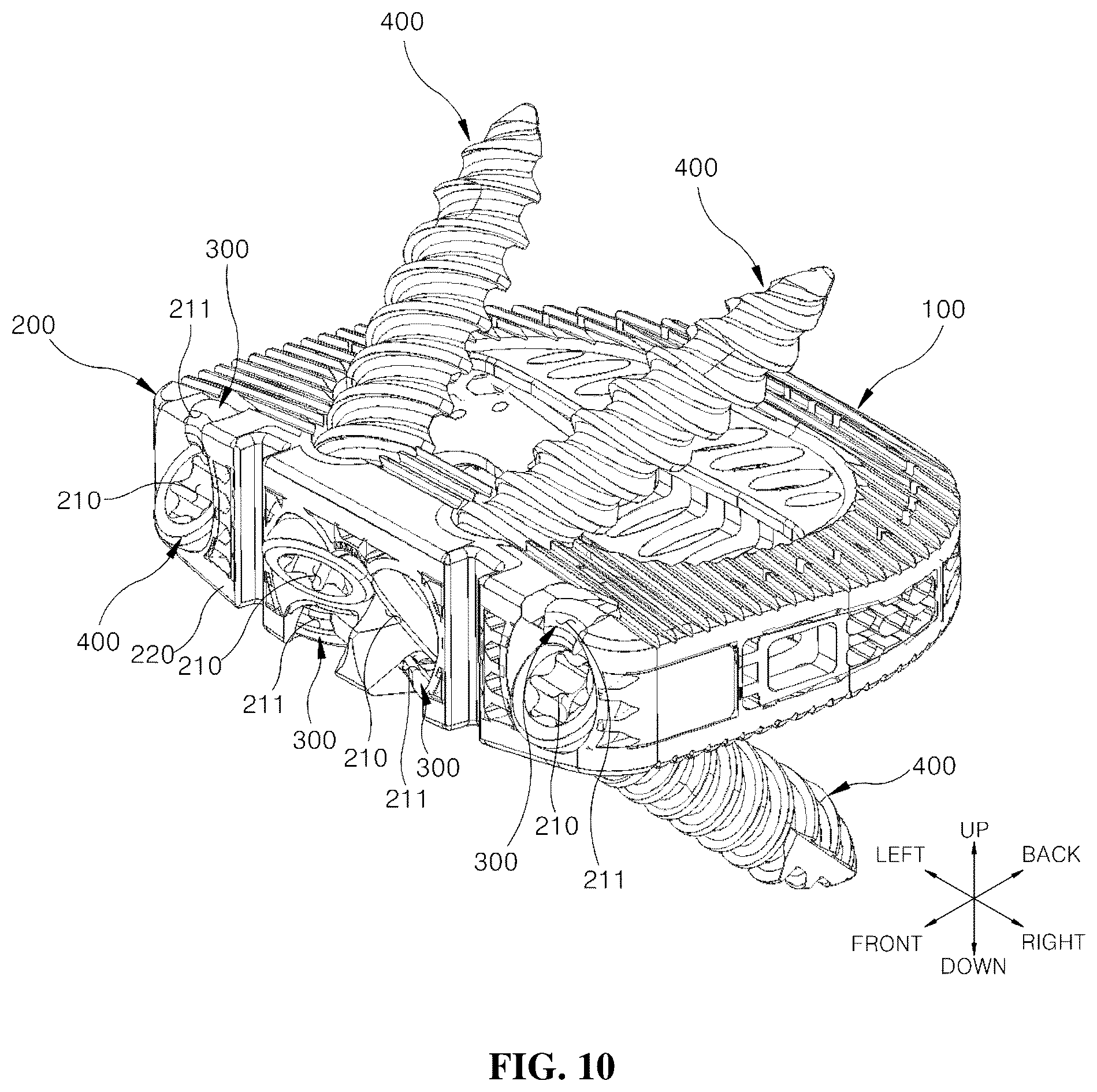 Patent US12599489 Figure 10 – Spinal cage fixable through insertion of bone screws