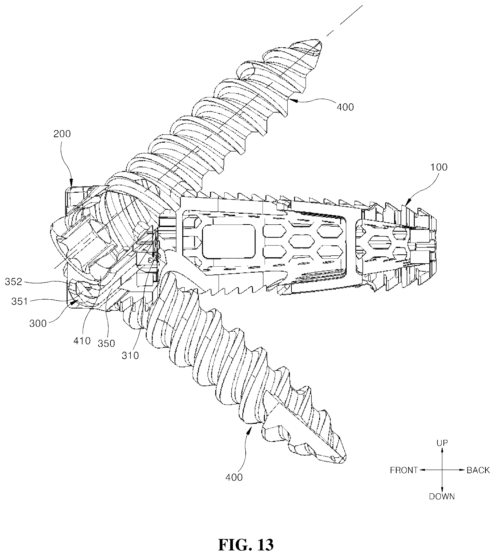 Patent US12599489 Figure 13 – Spinal cage fixable through insertion of bone screws