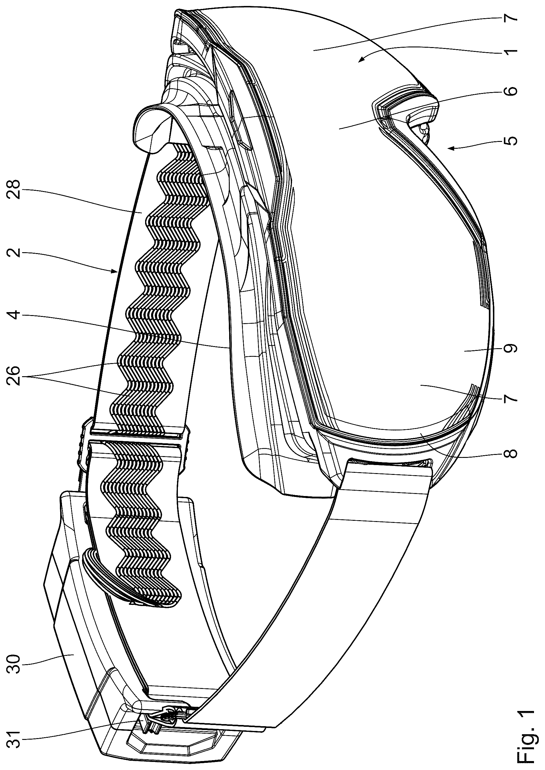 Patent US12599503 Figure 1 – Goggle lens
