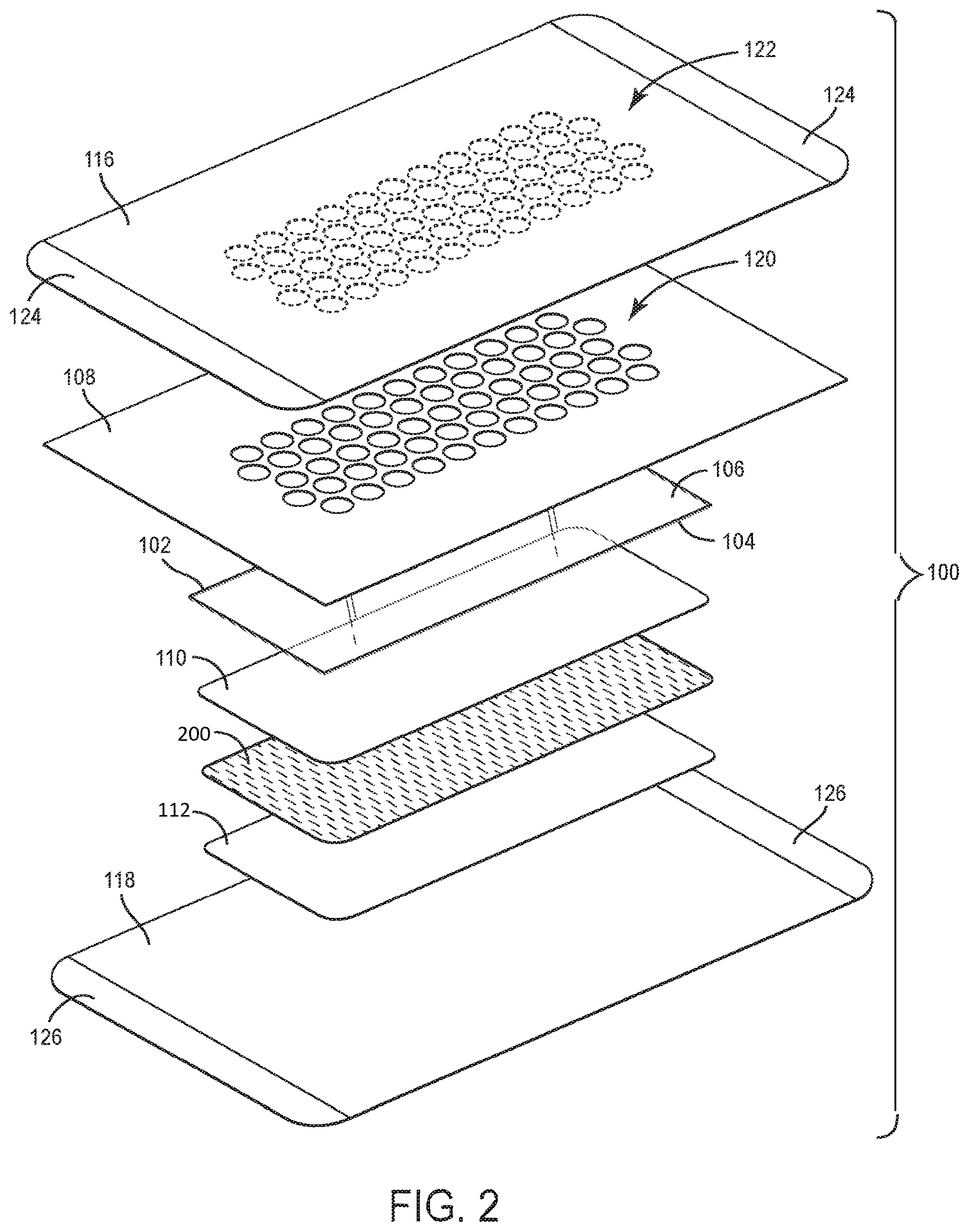 Patent US12599504 Figure 2 – Wound dressing with fluid management