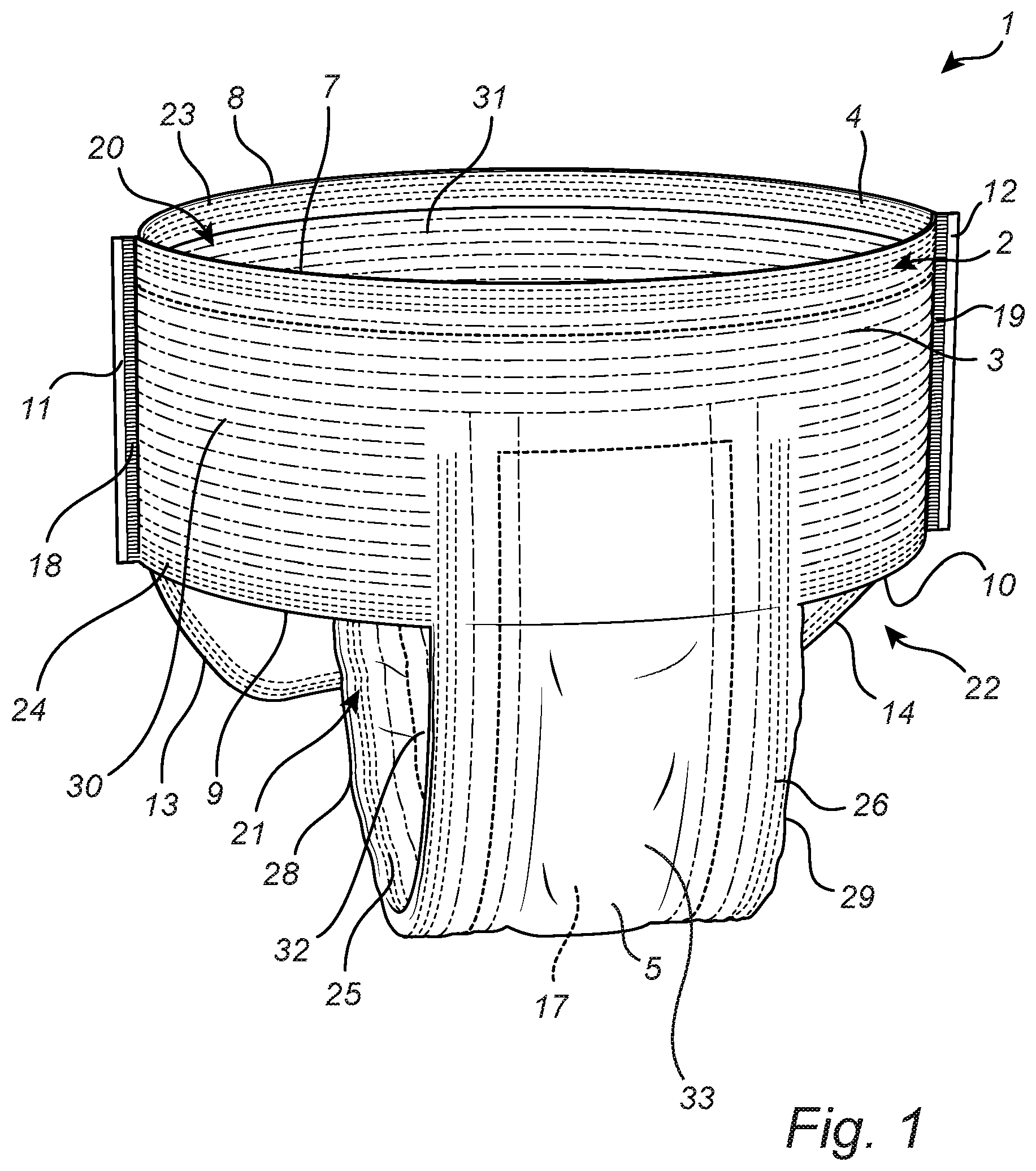 Patent US12599507 — Method and apparatus for manufacturing an elastic laminate and a disposable absorbent hygiene product comprising the elastic laminate — Figure 1