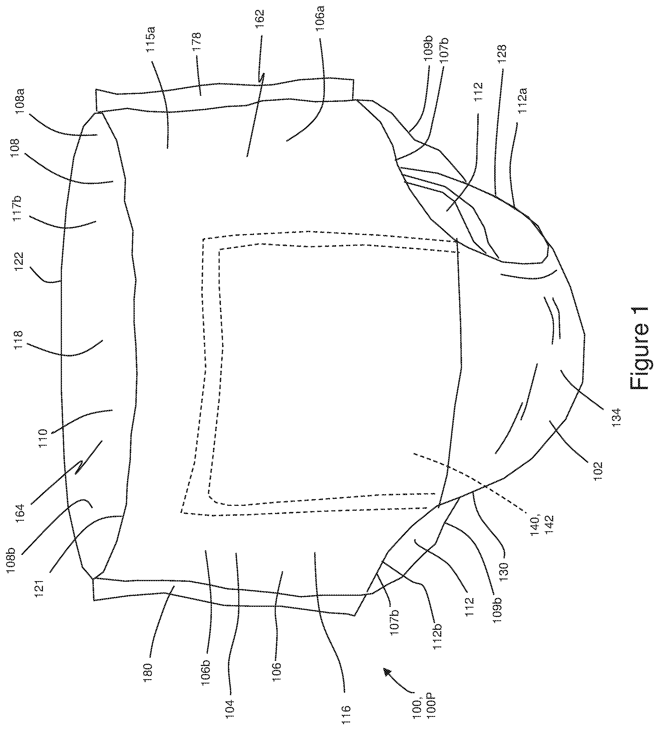 Patent US12599508 Figure 1 – Absorbent articles and methods for making absorbent articles with frangible pathways