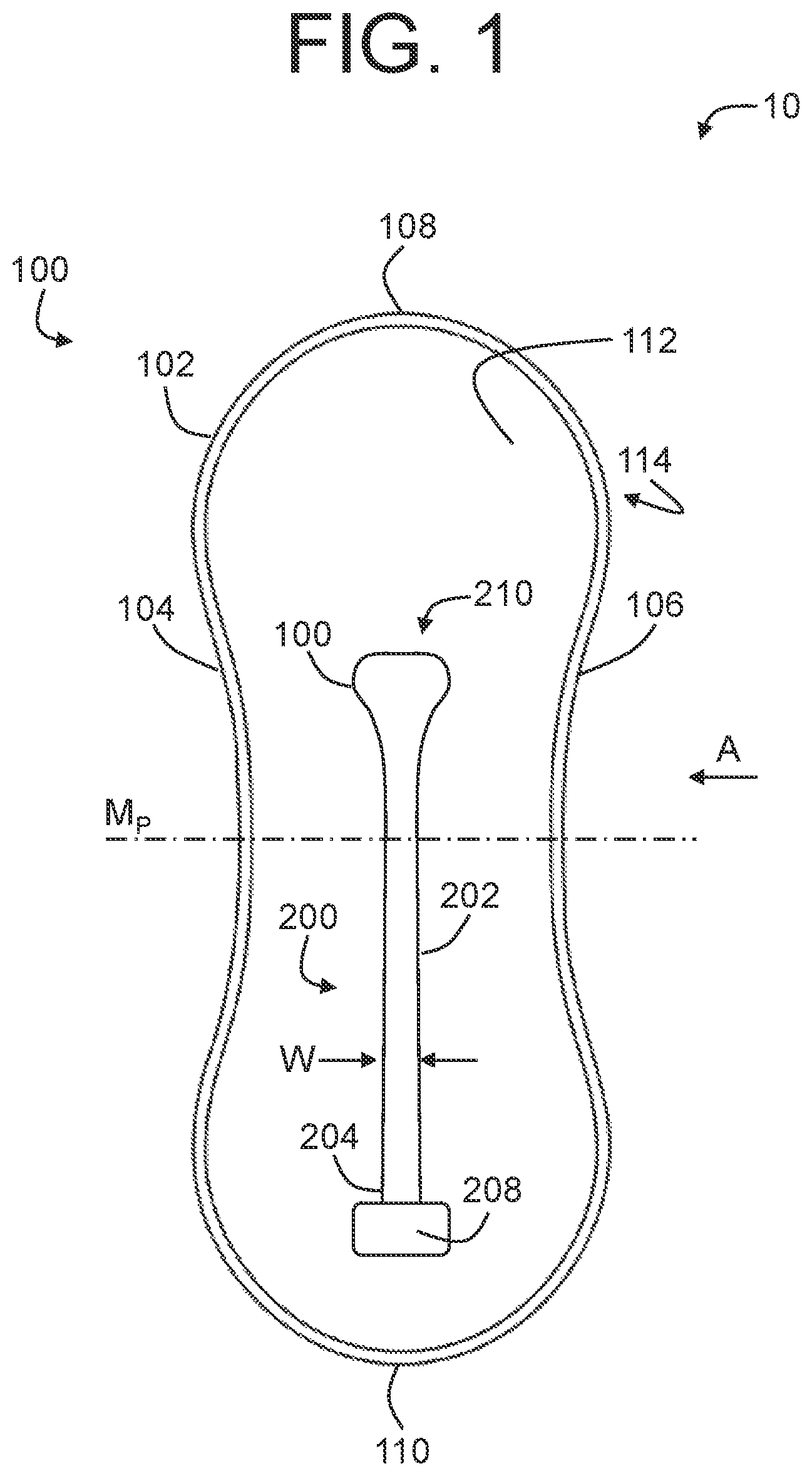 Patent US12599512 Figure 1 – Feminine napkin assembly