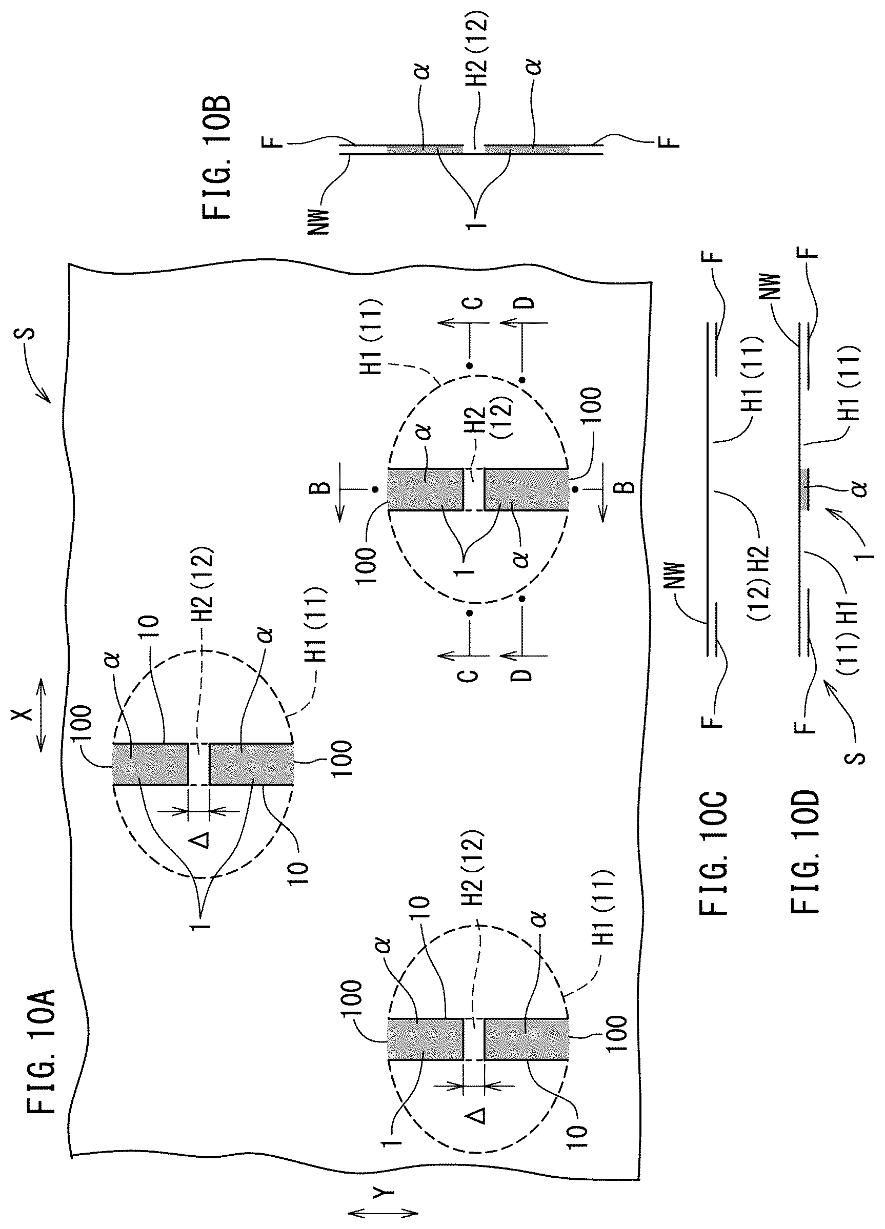 Patent US12599513 Figure 10 – Stretch layered sheet, disposable wearing article, and method and device for manufacturing stretch layered sheet