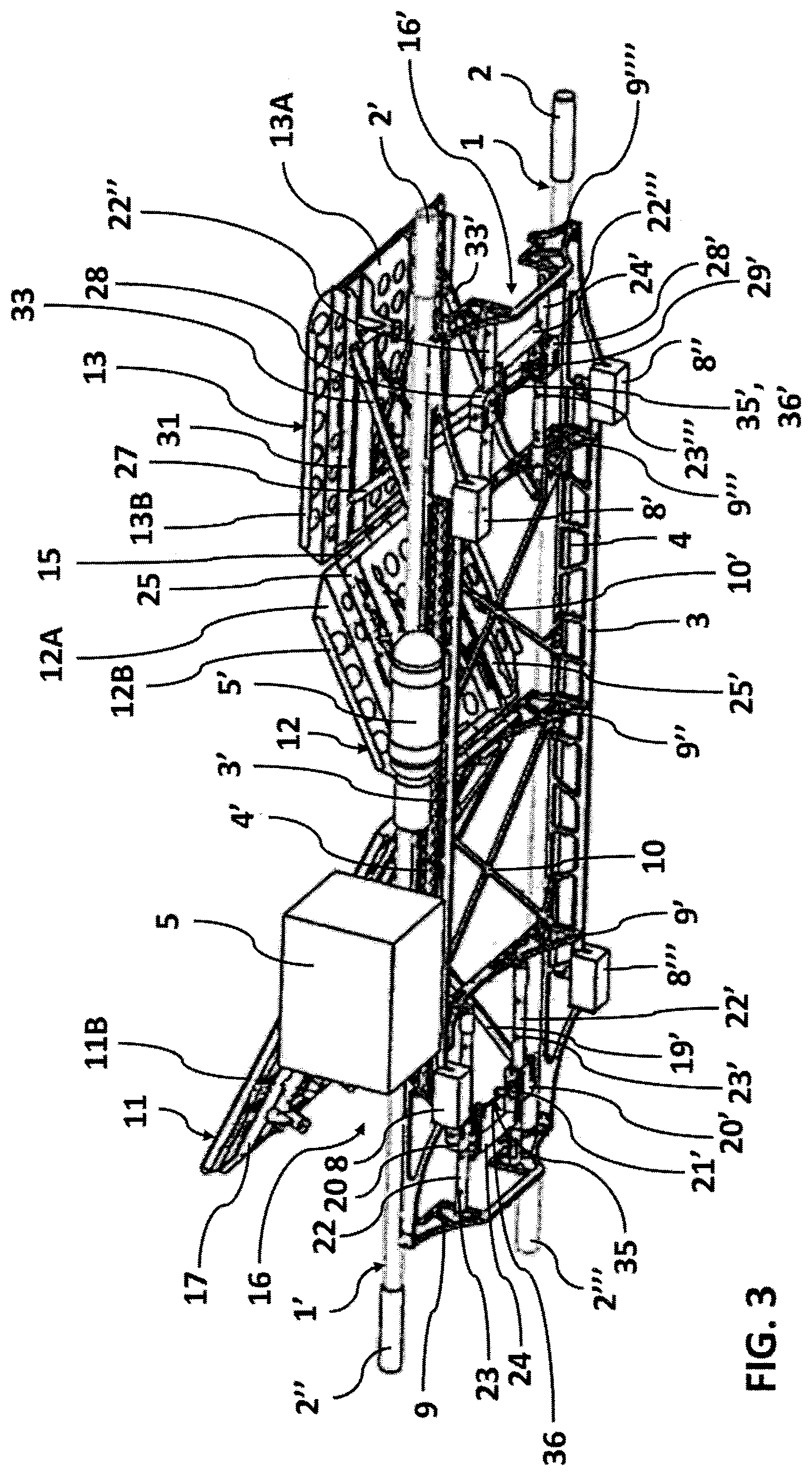 Patent US12599517 Figure 3 – Stretcher equipped with systems for attaching removable medical equipment