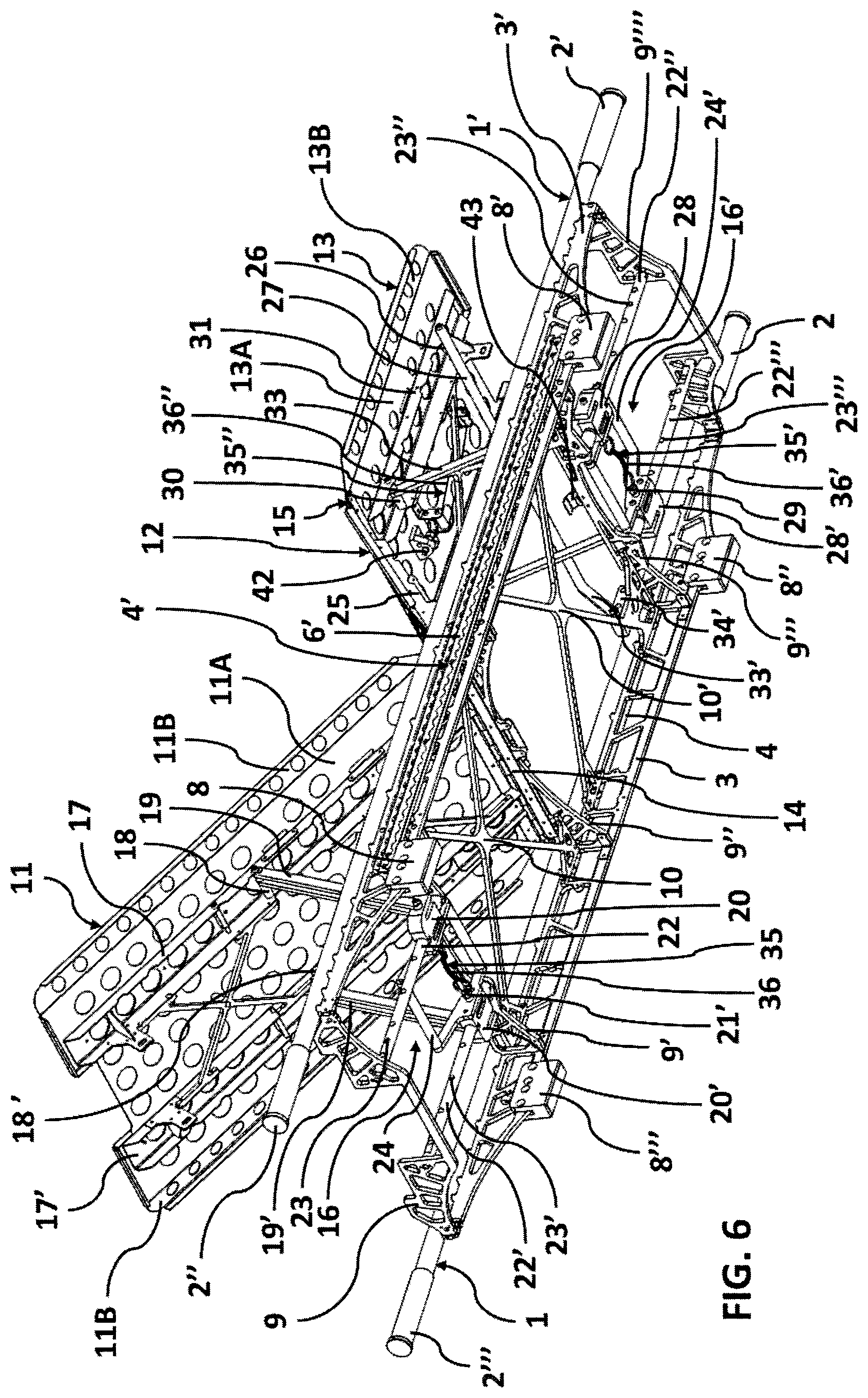 Patent US12599517 Figure 6 – Stretcher equipped with systems for attaching removable medical equipment