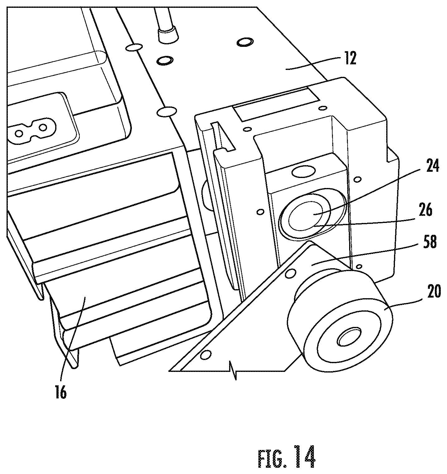 Patent US12599520 Figure 14 – Electrical power assistance device for transport wheelchair