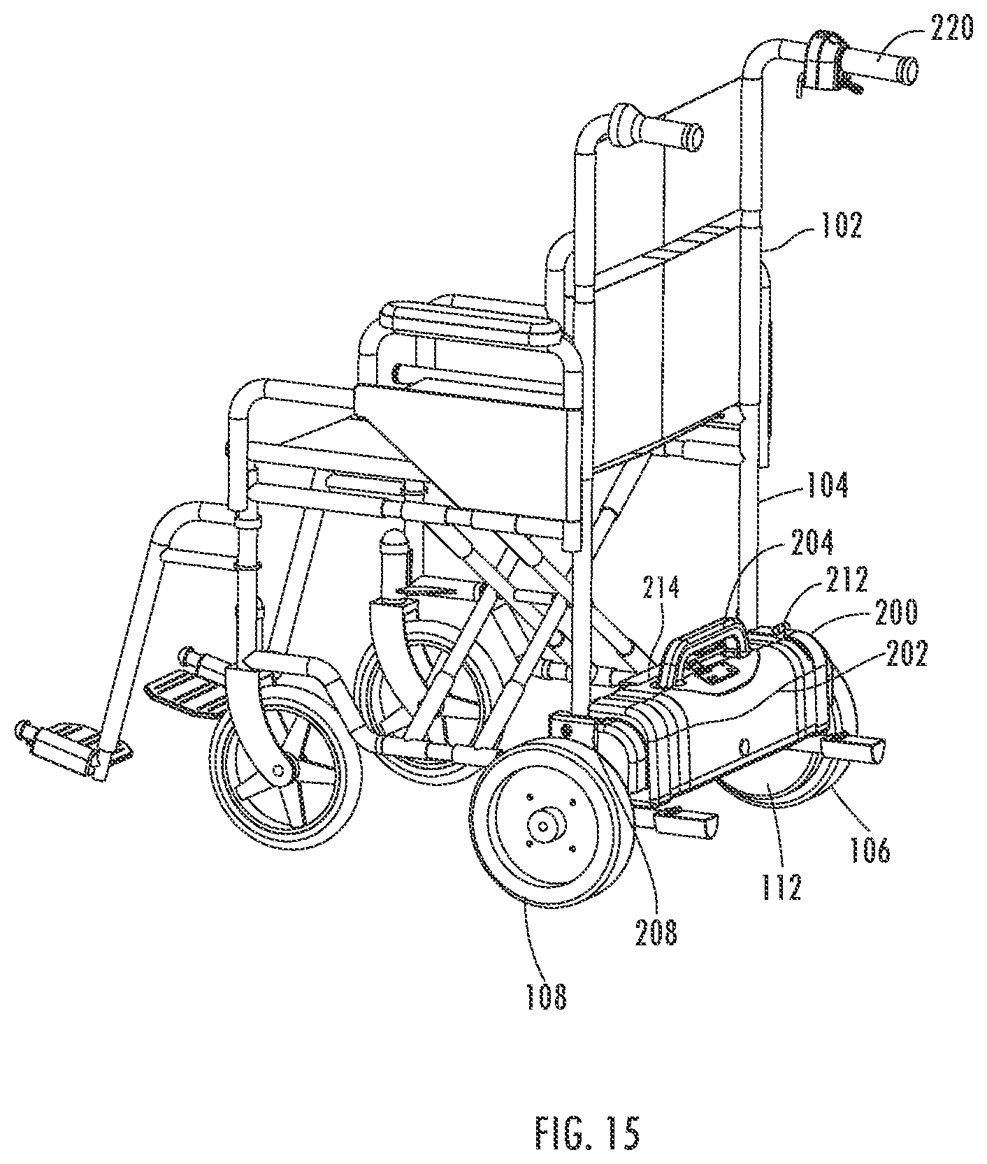 Patent US12599520 Figure 15 – Electrical power assistance device for transport wheelchair