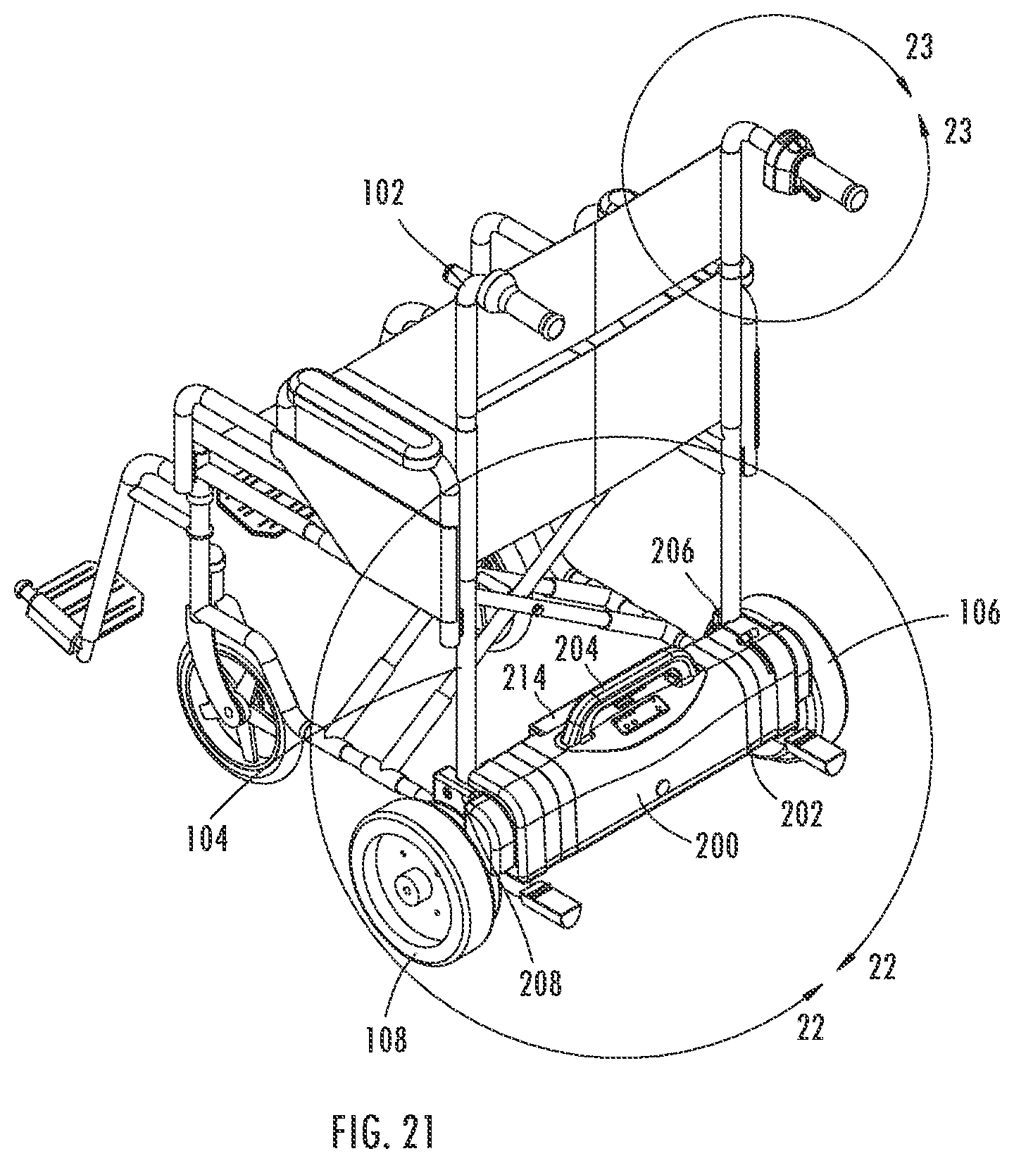 Patent US12599520 Figure 19 – Electrical power assistance device for transport wheelchair