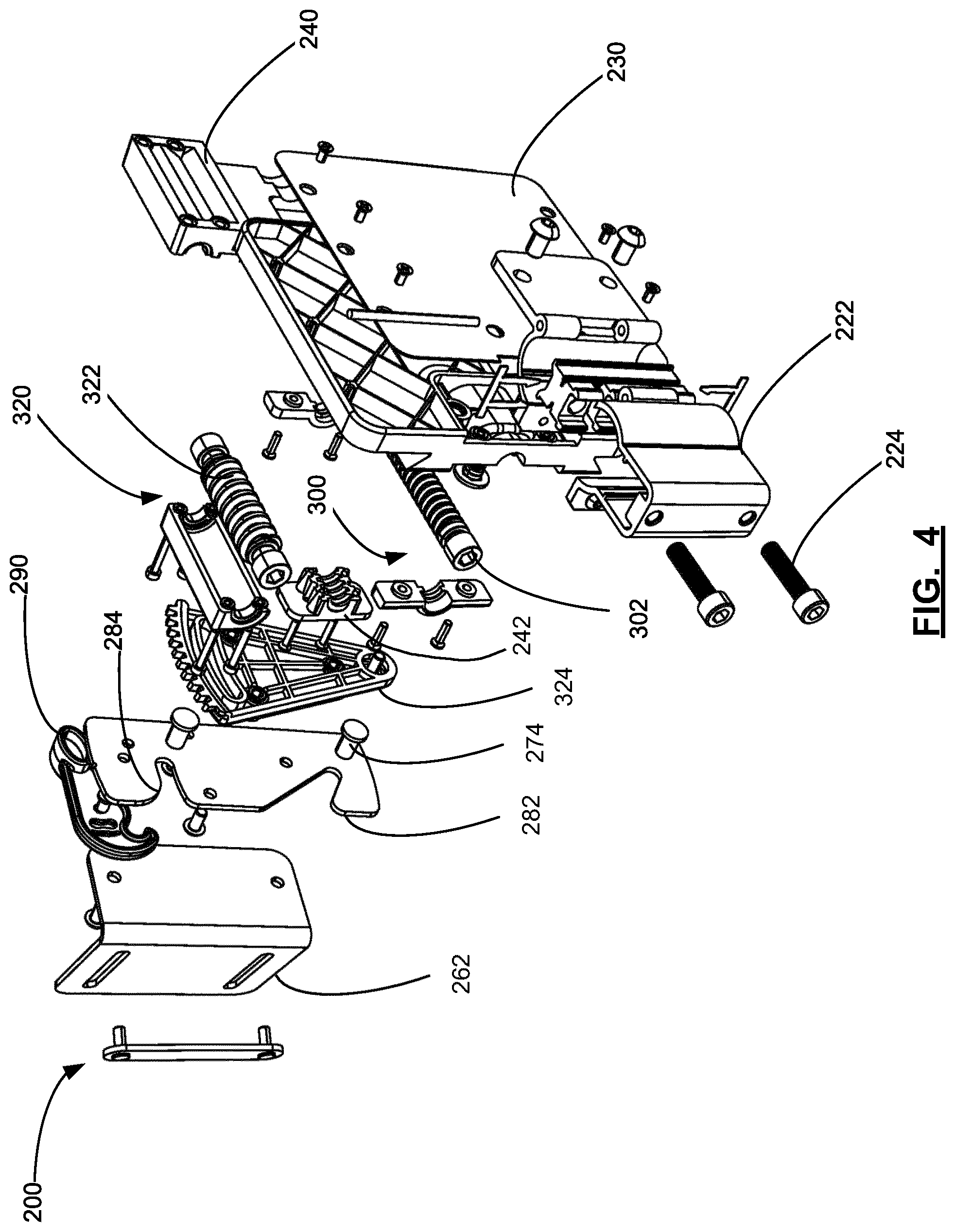 Patent US12599521 Figure 4 – Adjustment device for removably coupling a seatback to a seat
