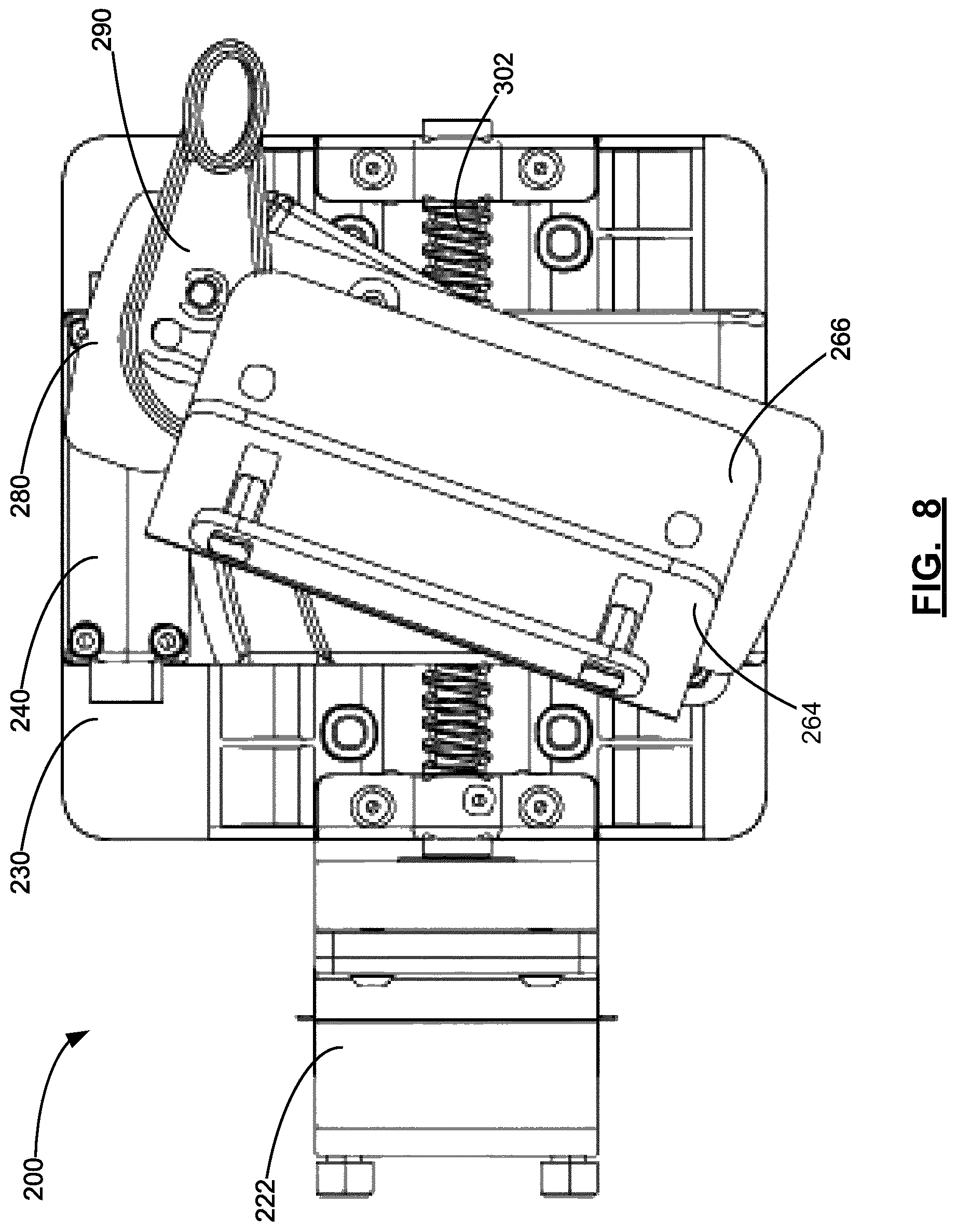 Patent US12599521 Figure 8 – Adjustment device for removably coupling a seatback to a seat