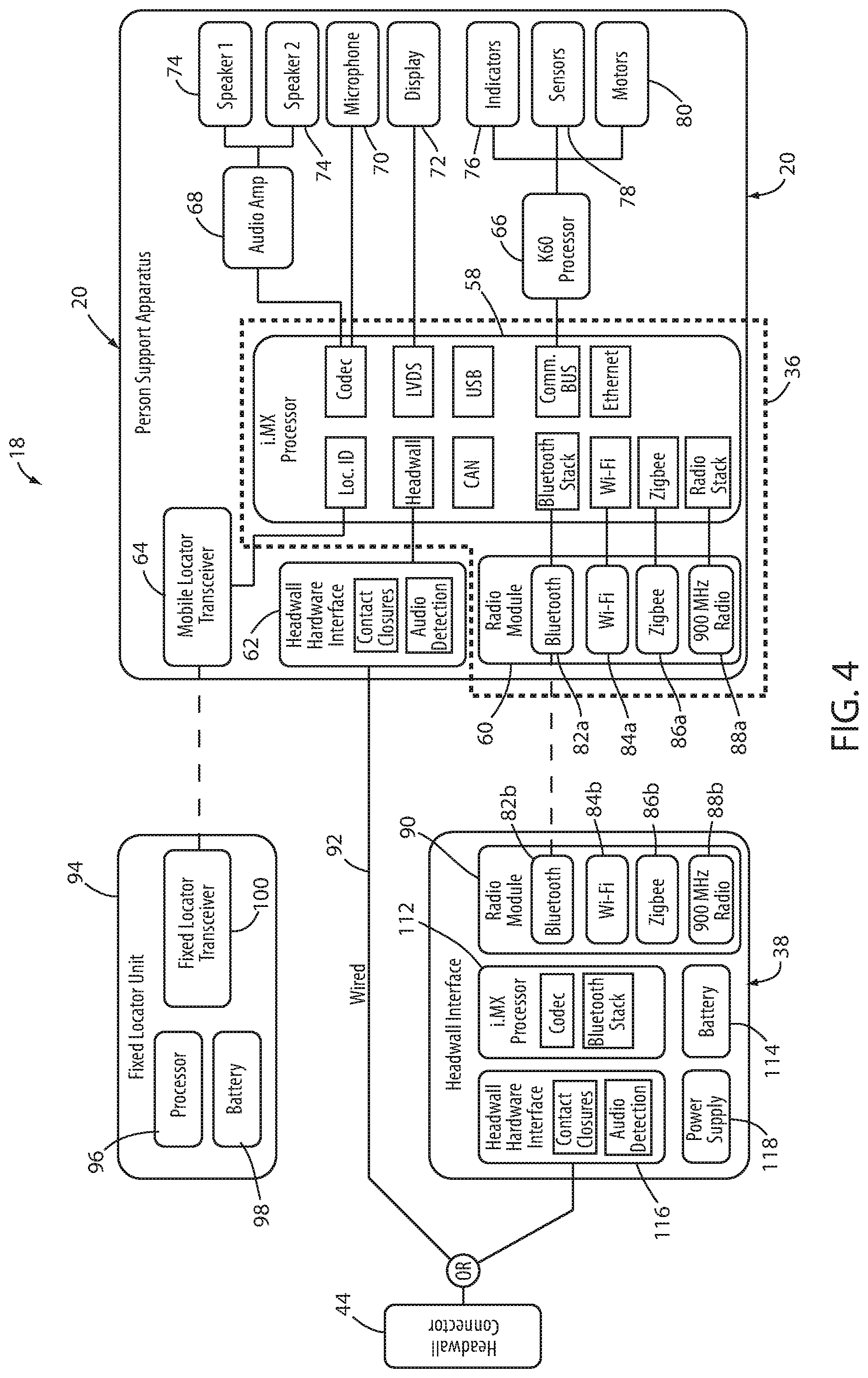 Patent US12599522 Figure 3 – Patient support apparatuses with wireless headwall communication