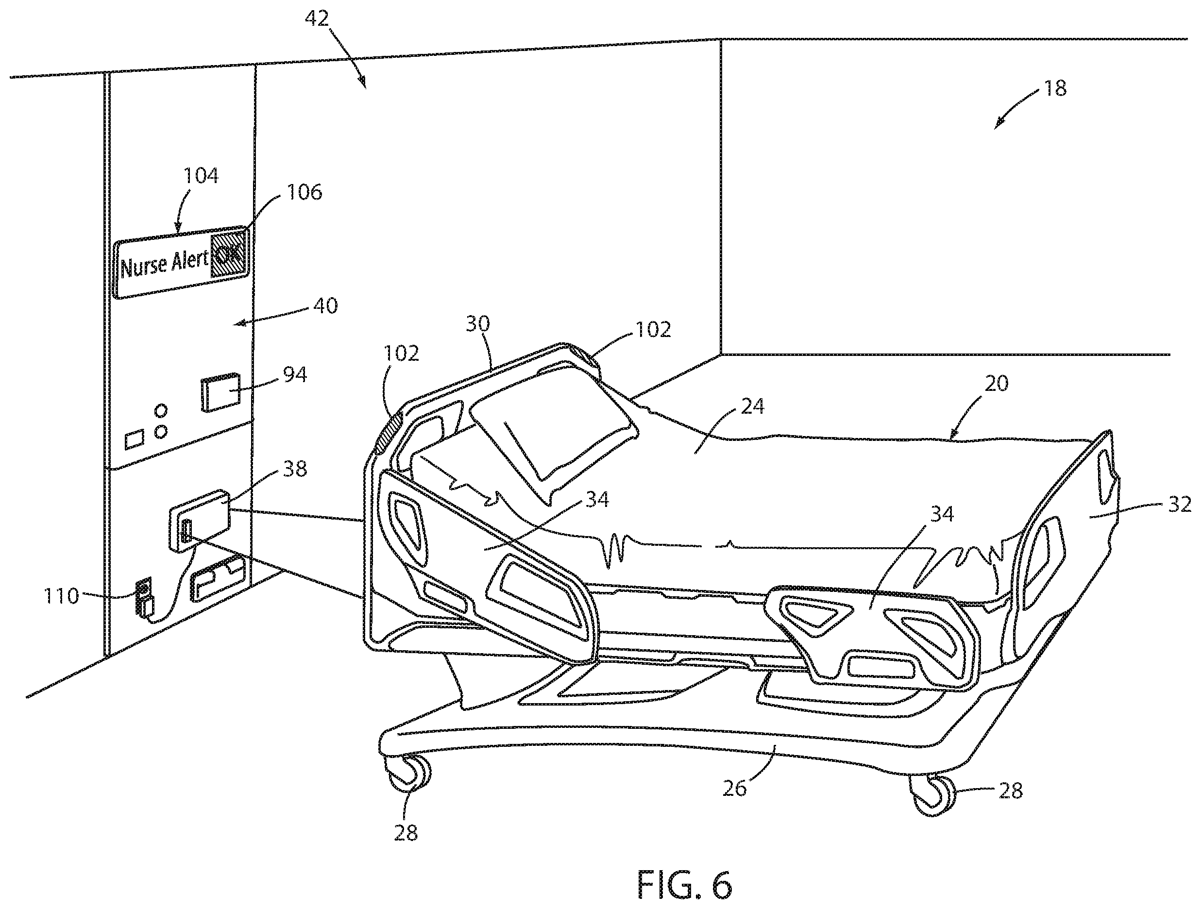 Patent US12599522 Figure 5 – Patient support apparatuses with wireless headwall communication