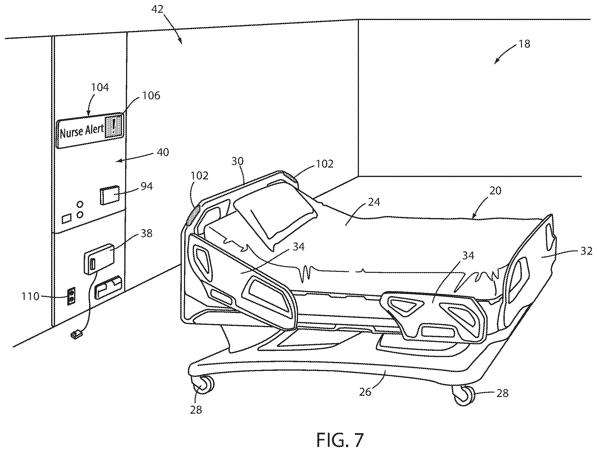 Patent US12599522 Figure 6 – Patient support apparatuses with wireless headwall communication