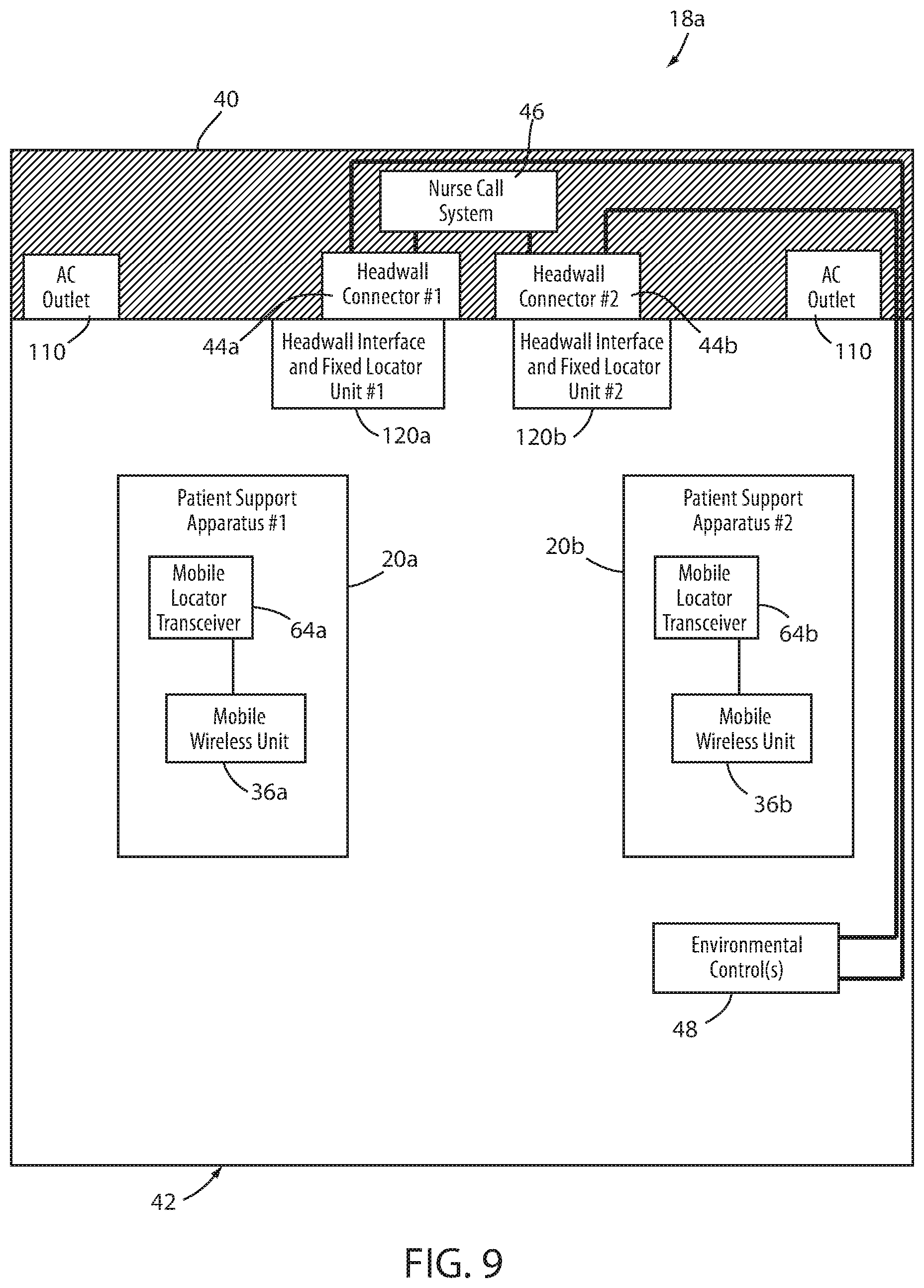 Patent US12599522 Figure 8 – Patient support apparatuses with wireless headwall communication