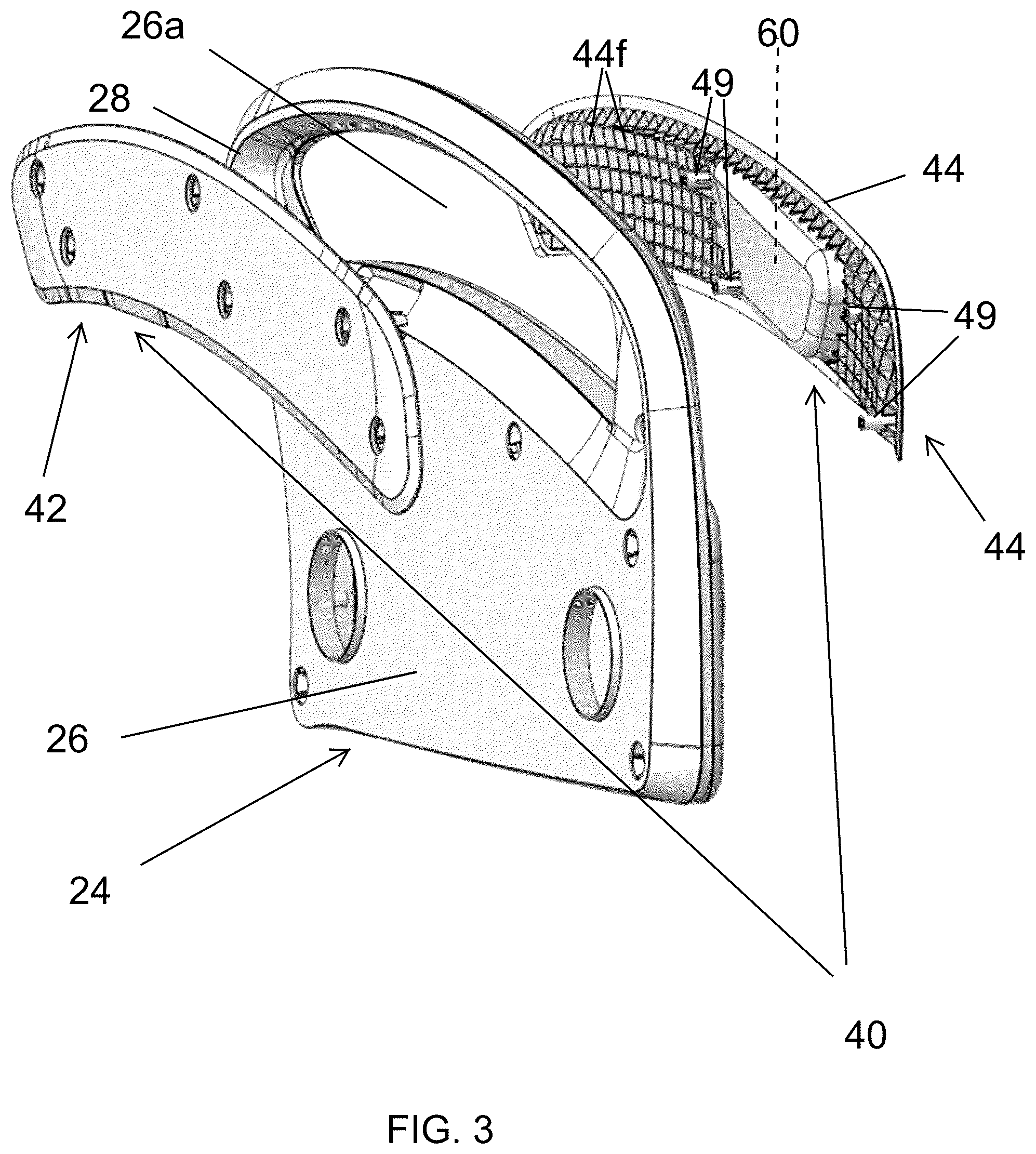 Patent US12599523 Figure 3 – Patient support apparatus with barrier