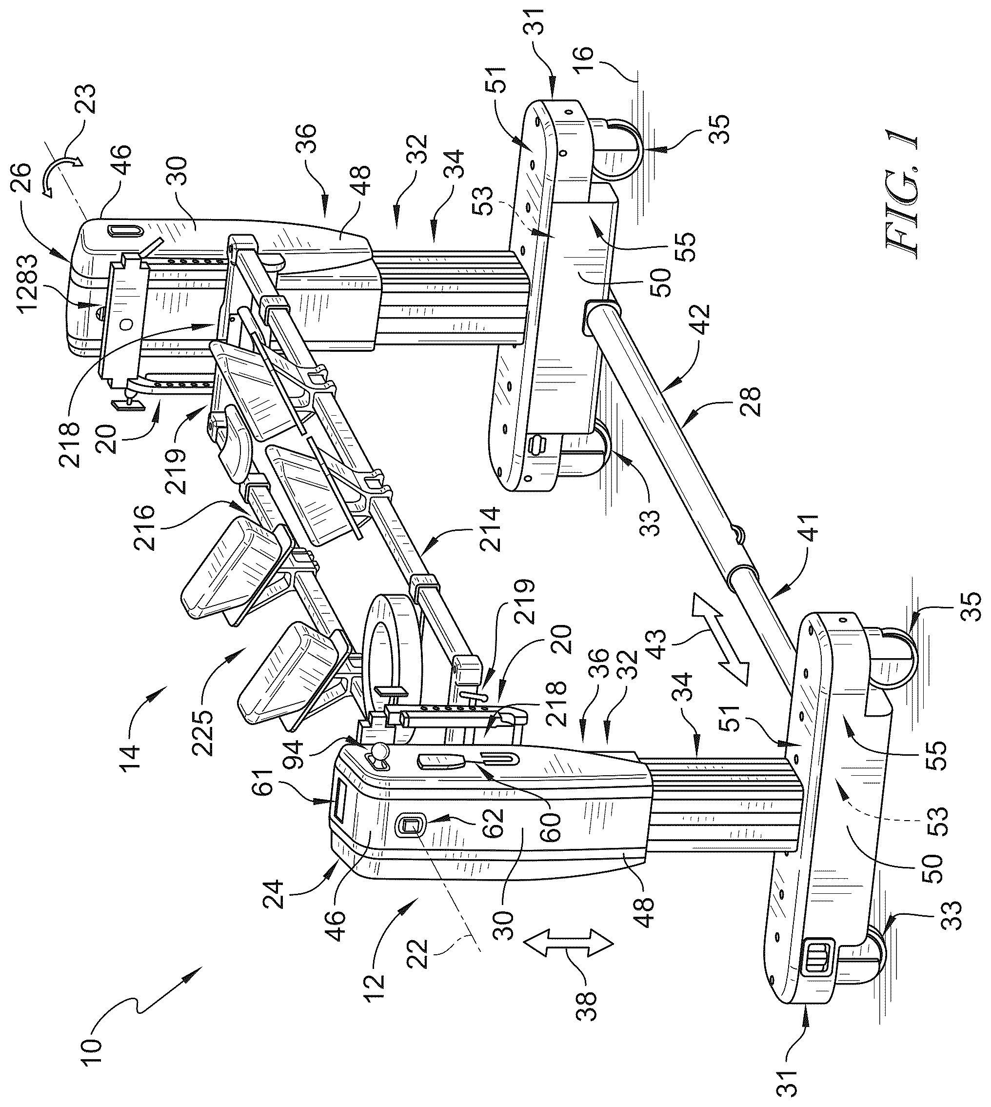 Patent US12599526 Figure 1 – Surgical support system with support top height adjustment