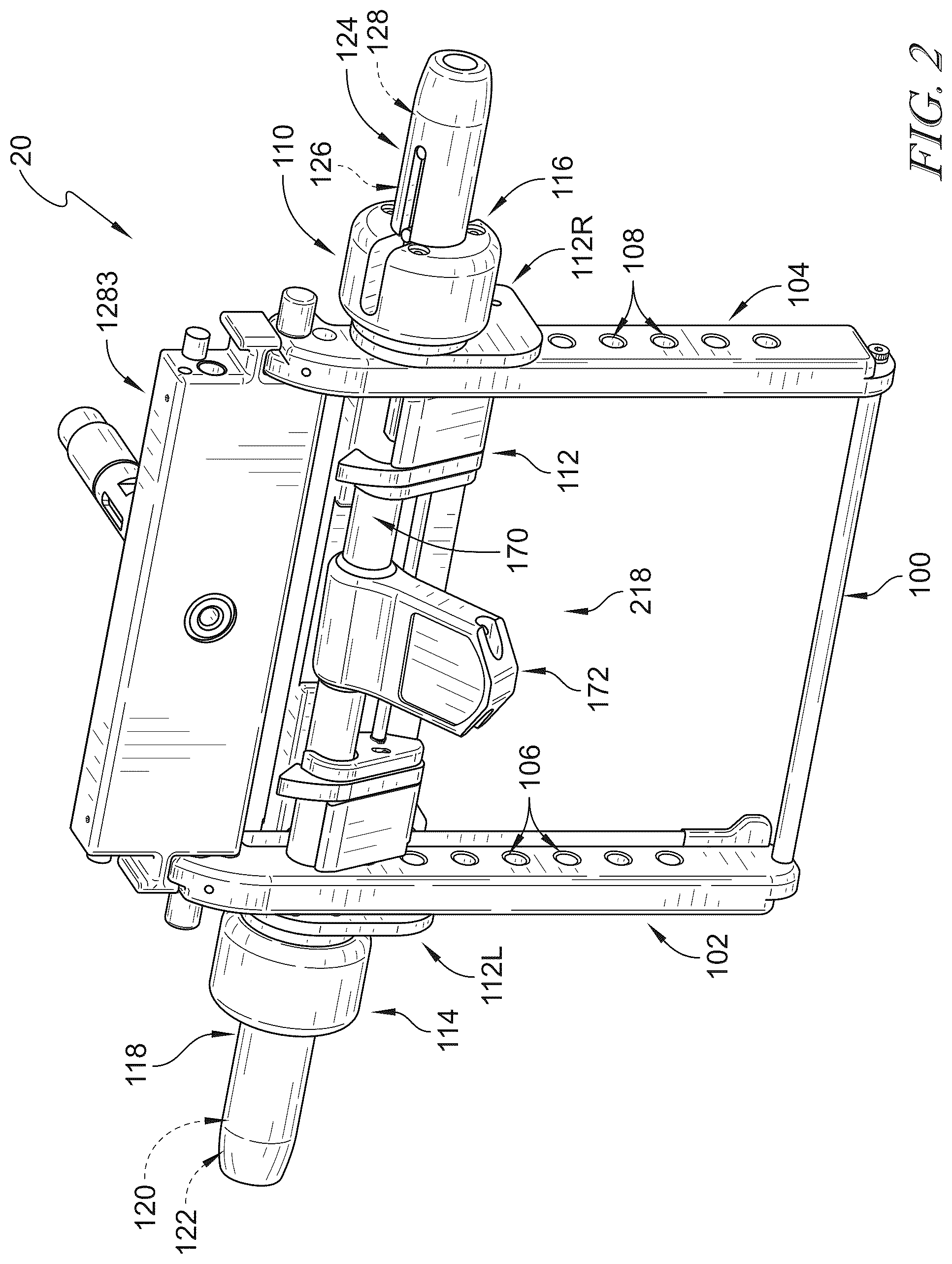 Patent US12599526 Figure 2 – Surgical support system with support top height adjustment