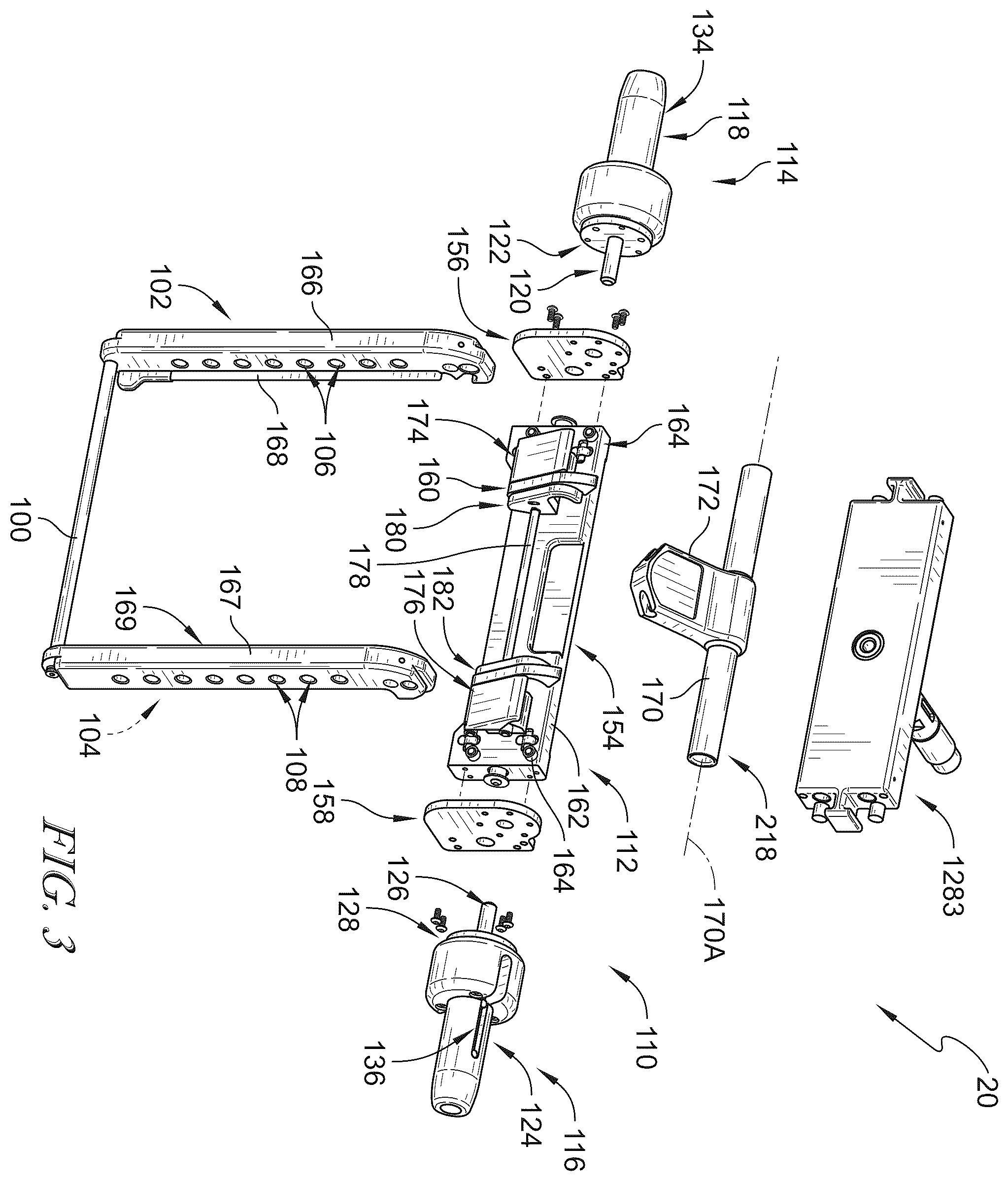 Patent US12599526 Figure 3 – Surgical support system with support top height adjustment